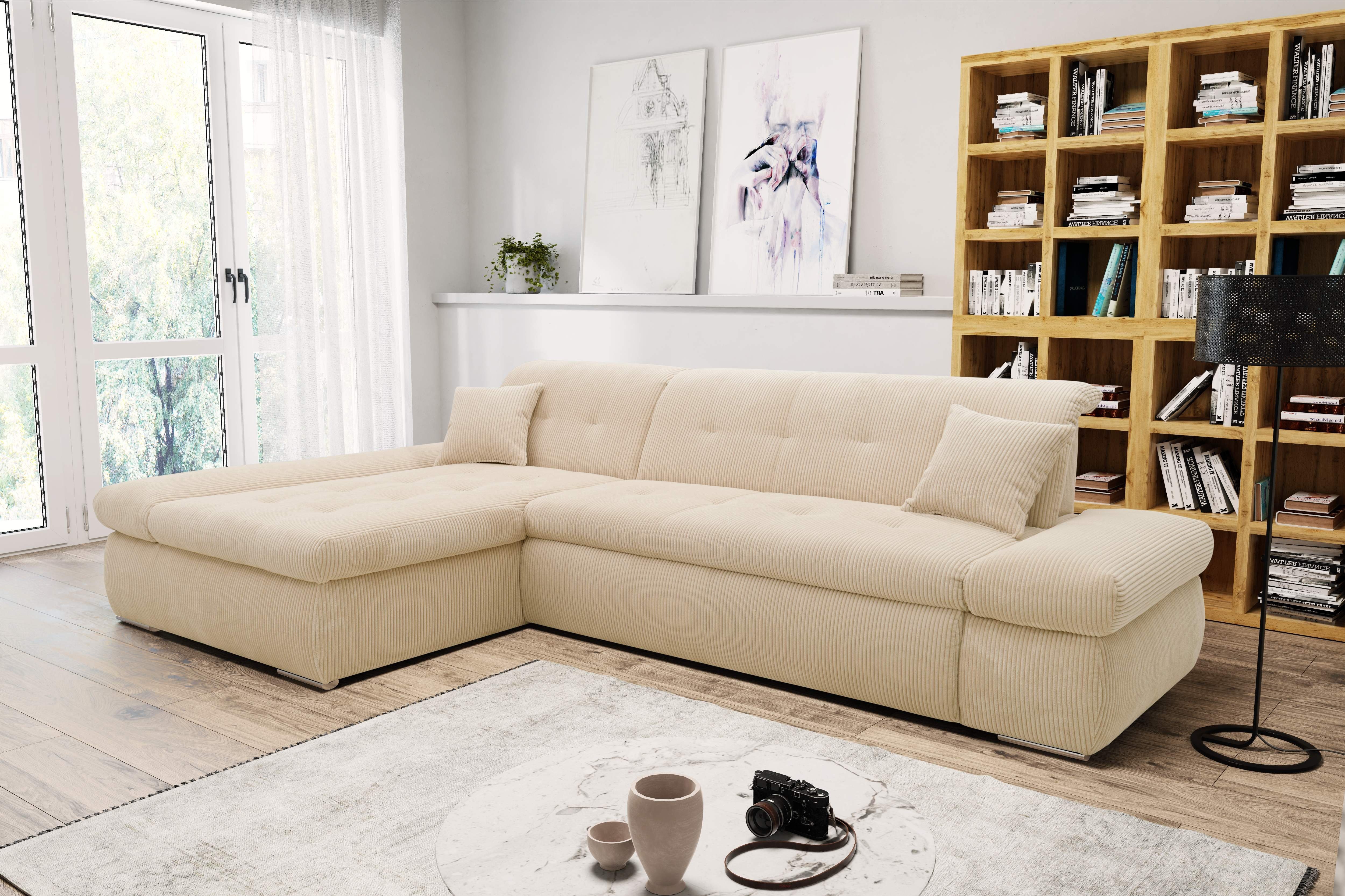 DOMO collection Ecksofa Moric Schlafsofa B/T/H 300/172/80 cm, auch in Cord, L-Form, XXL-Format, wahlweise auch mit Bettfunktion und Armverstellung