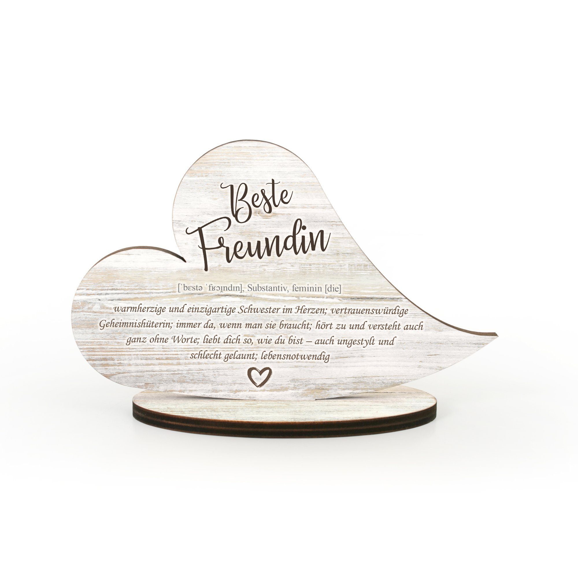 Kreative Feder Dekoobjekt Herz-Aufsteller „Beste Freundin“- freistehende Ho günstig online kaufen