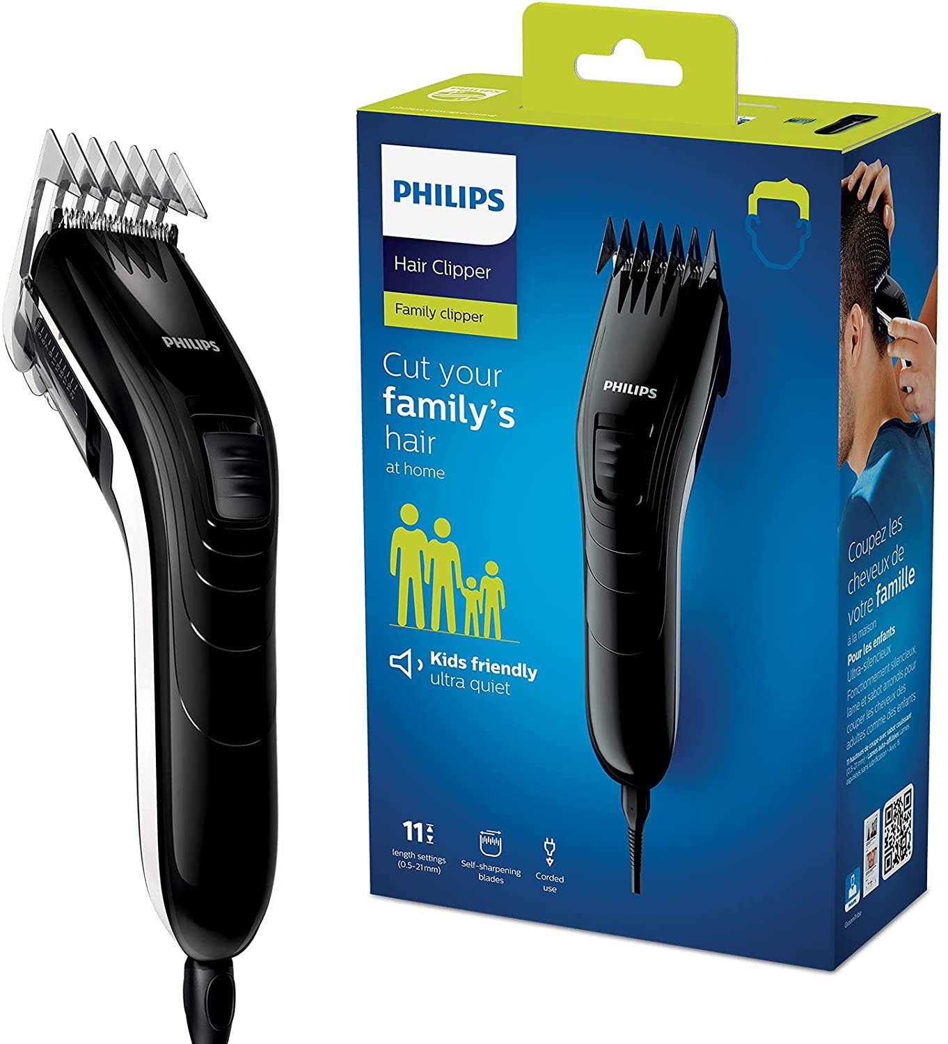 Philips Haarschneider QC5115/15, Series 3000, Netzbetrieb, Wartungsfreie,  selbstschärfende Klingen müssen nicht geölt werden