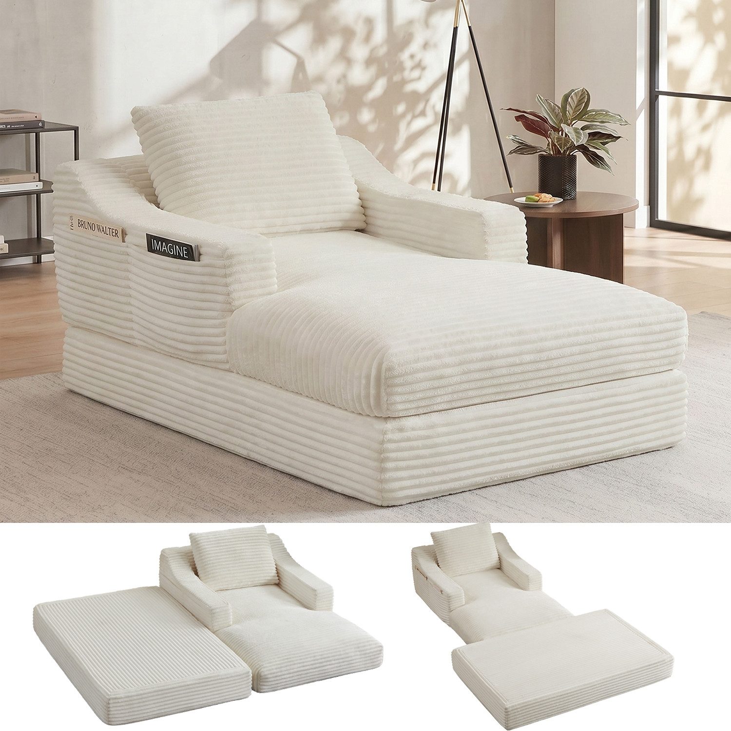 ANYSUN Sofa Cord-Schlafsofa,Innen-Loungesessel,Bequemes Einzelsitz-Bodensofa, geräumiger Einzelsessel, zweilagiges Design,Zum Bett umbaubar, Lesesessel bequem, fur Wohnzimmer,Büro& Wohnung,Apartment,ohne Montage