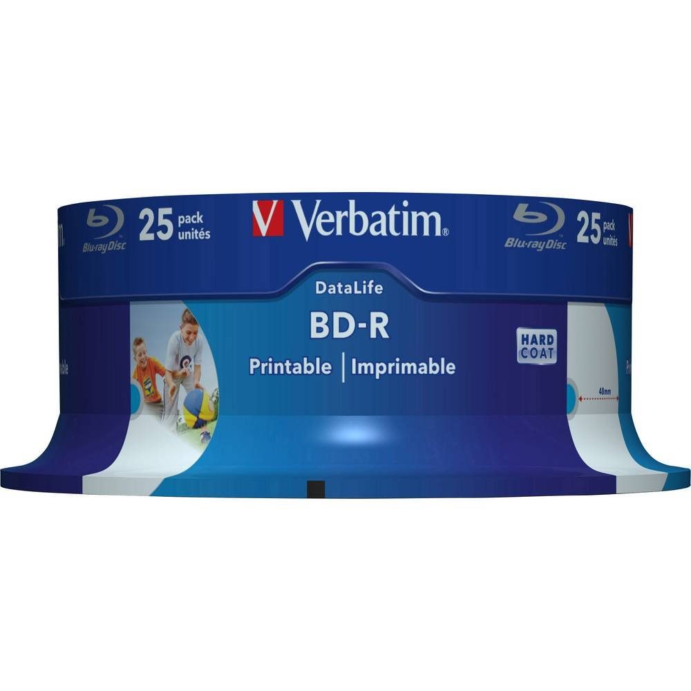 Verbatim Blu-ray-Rohling Blu-ray BD-R SL 25GB 6x 25er bedruckbar 43811, Bedruckbar, Antikratzbeschichtung