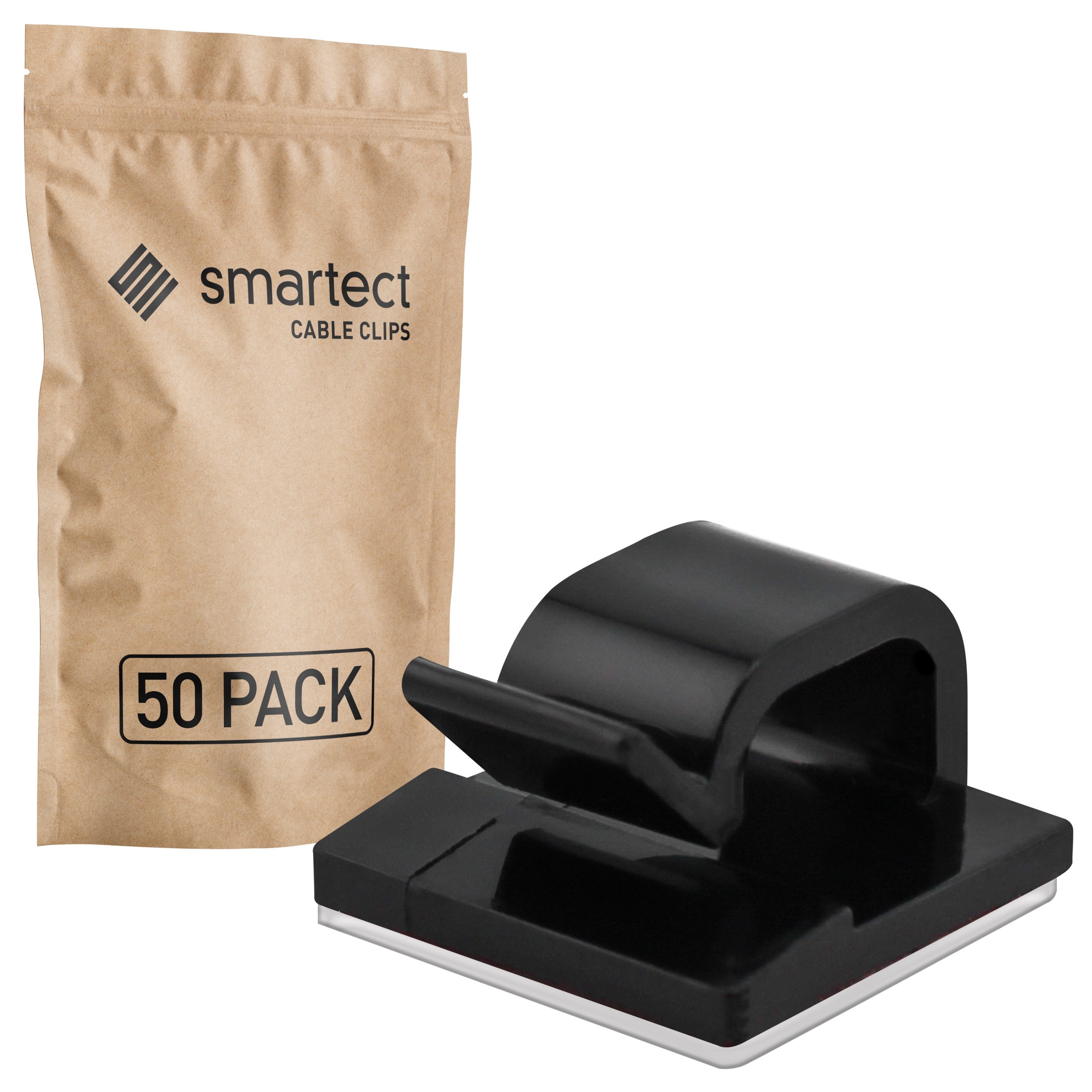 smartect Kabelzubehör smartect Kabelhalter selbstklebend 1,5x1,5 cm, (Set, 50-tlg., Kabelführung für Kabelmanagment am Schreibtisch)