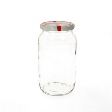 MamboCat Einmachglas 6er Set Rundglas 1062 ml To 82 Schleifendekor Deckel incl. Rezeptheft, Glas