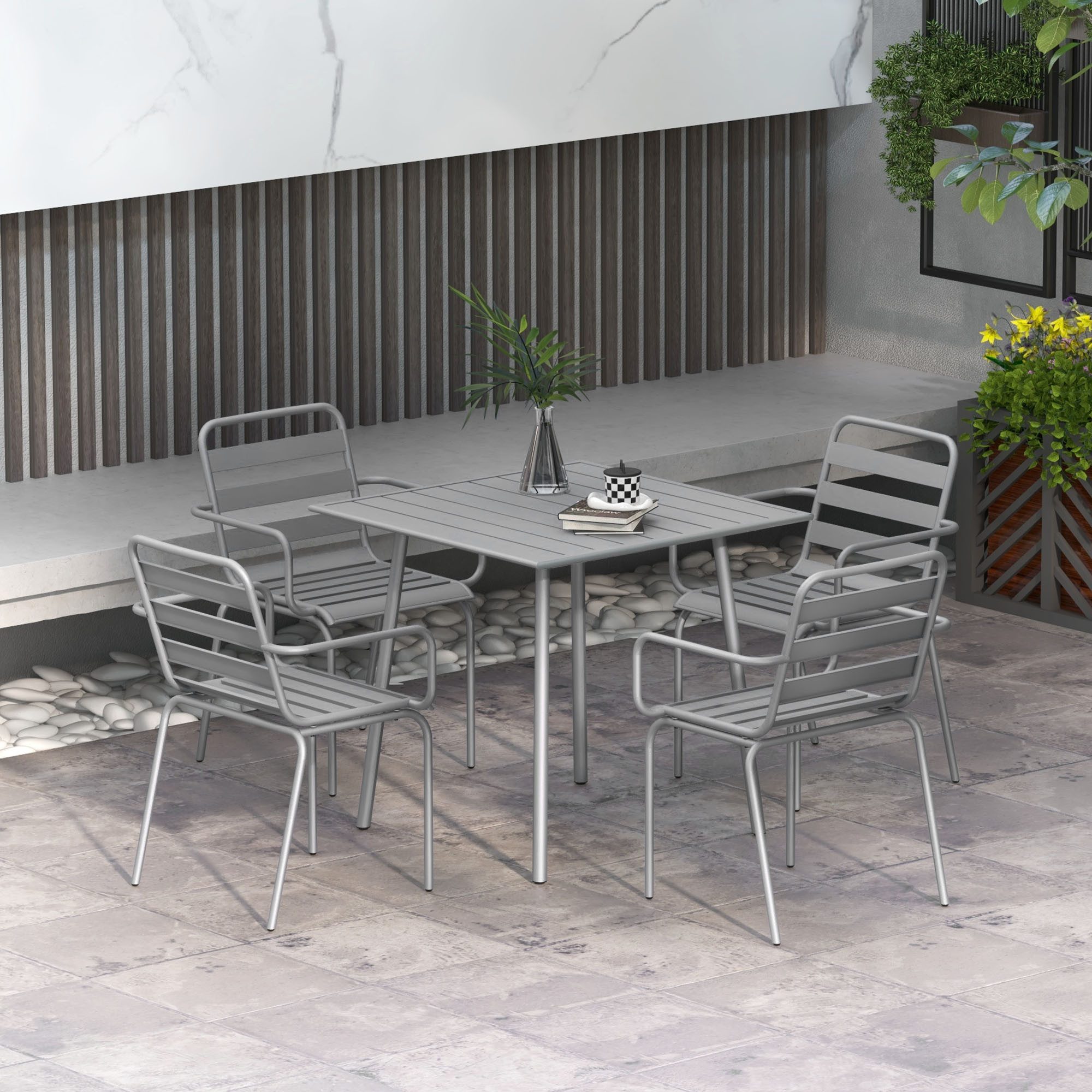 Outsunny Garten-Essgruppe Sitzgruppe mit 1 Esstisch, günstig online kaufen