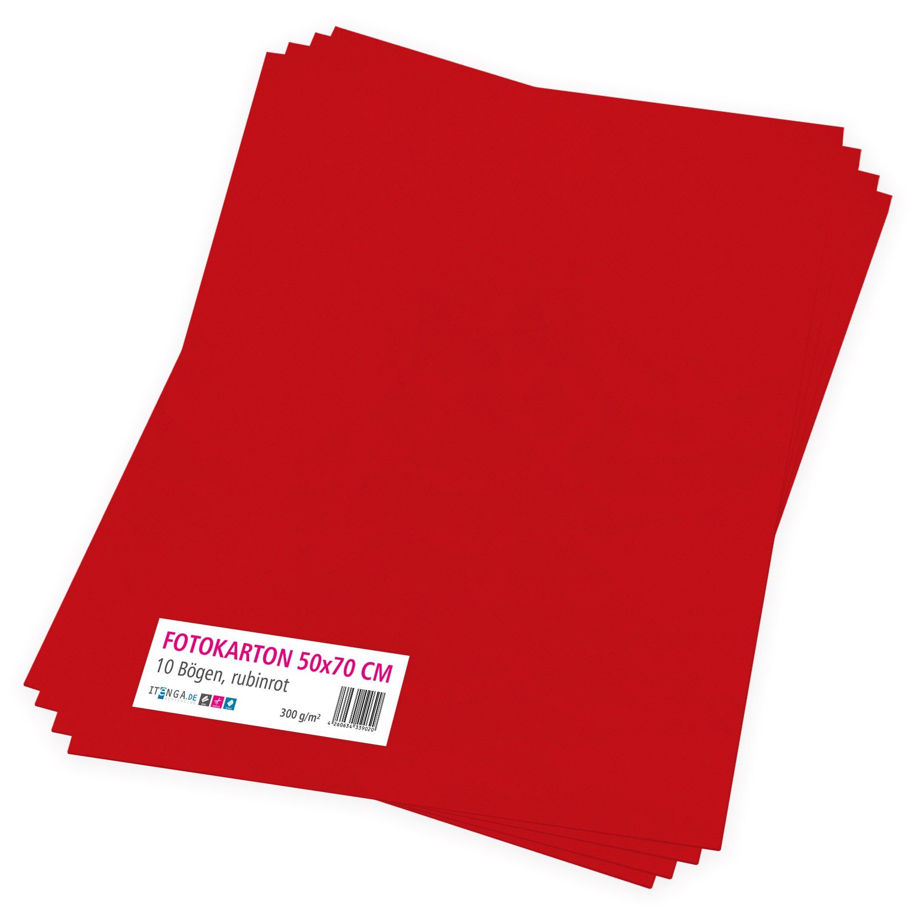 10 Fotokarton rubinrot Bastelkartonpapier Bo itenga 300g/m² 50x70cm itenga -