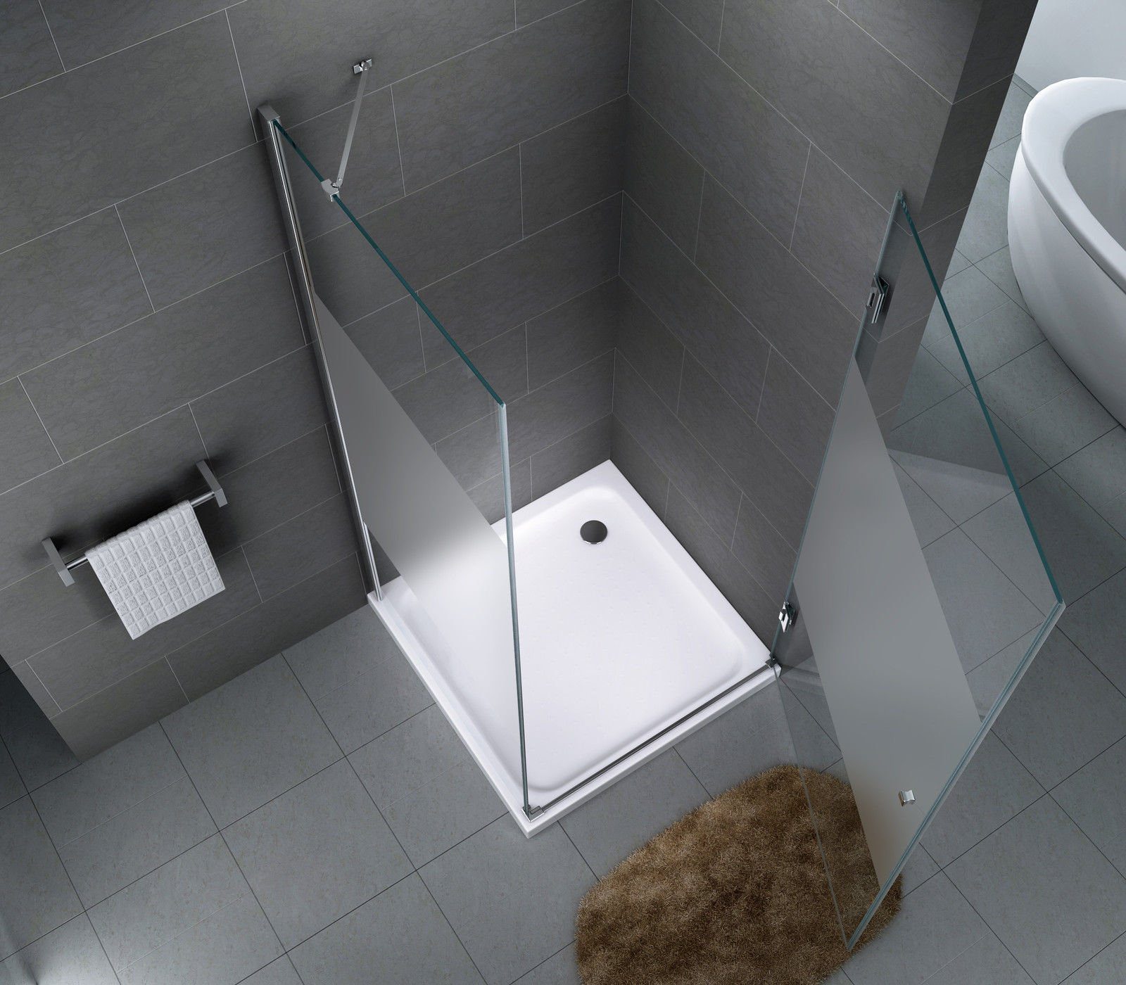 Fischer und Adamek Eckdusche Duschkabine EckDuschabtrennung Duschtasse Duschtür Eger, BxT: 80x80 cm, Gestreift