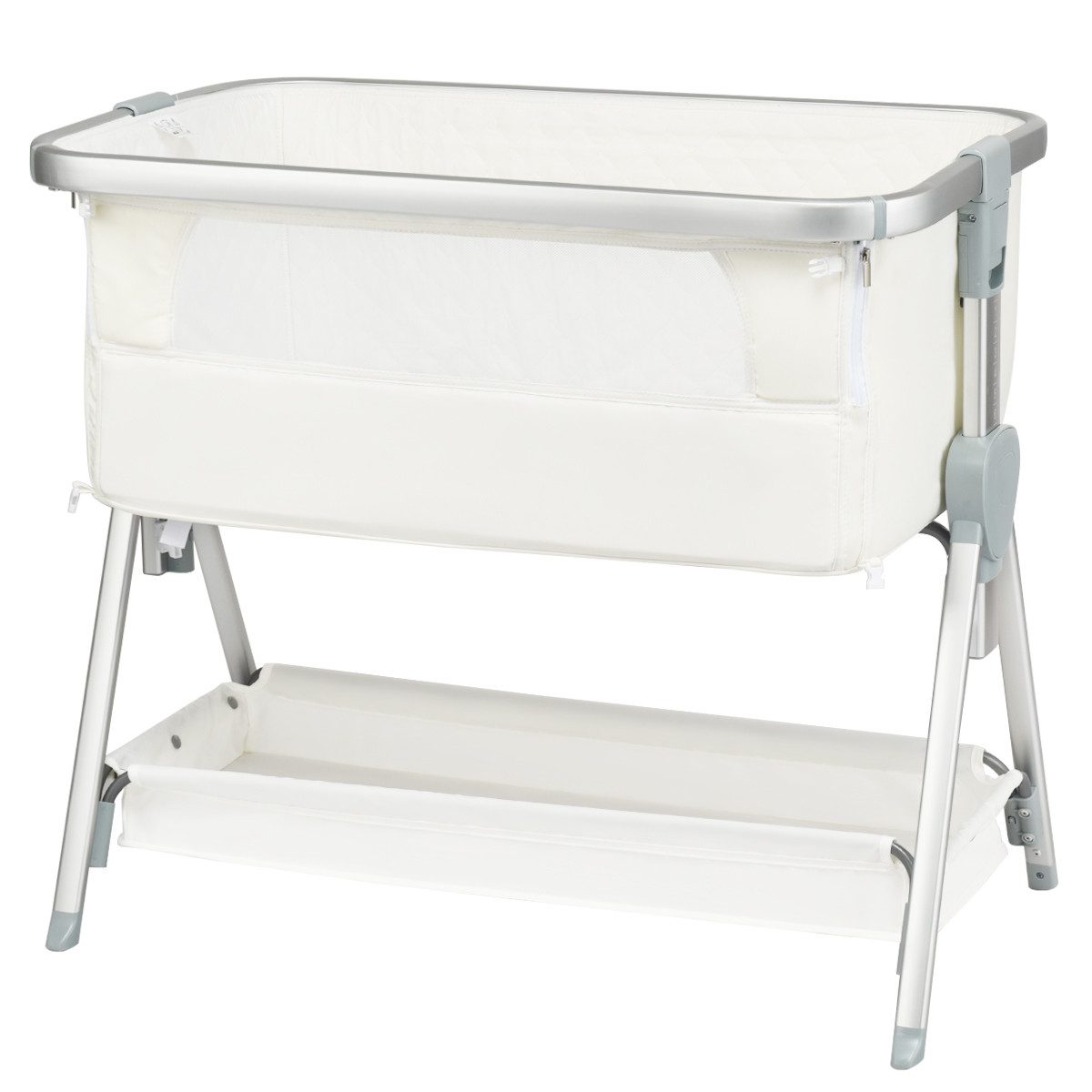 COSTWAY Beistellbett Babybett, höhenverstellbar & klappbar, mit Matratze