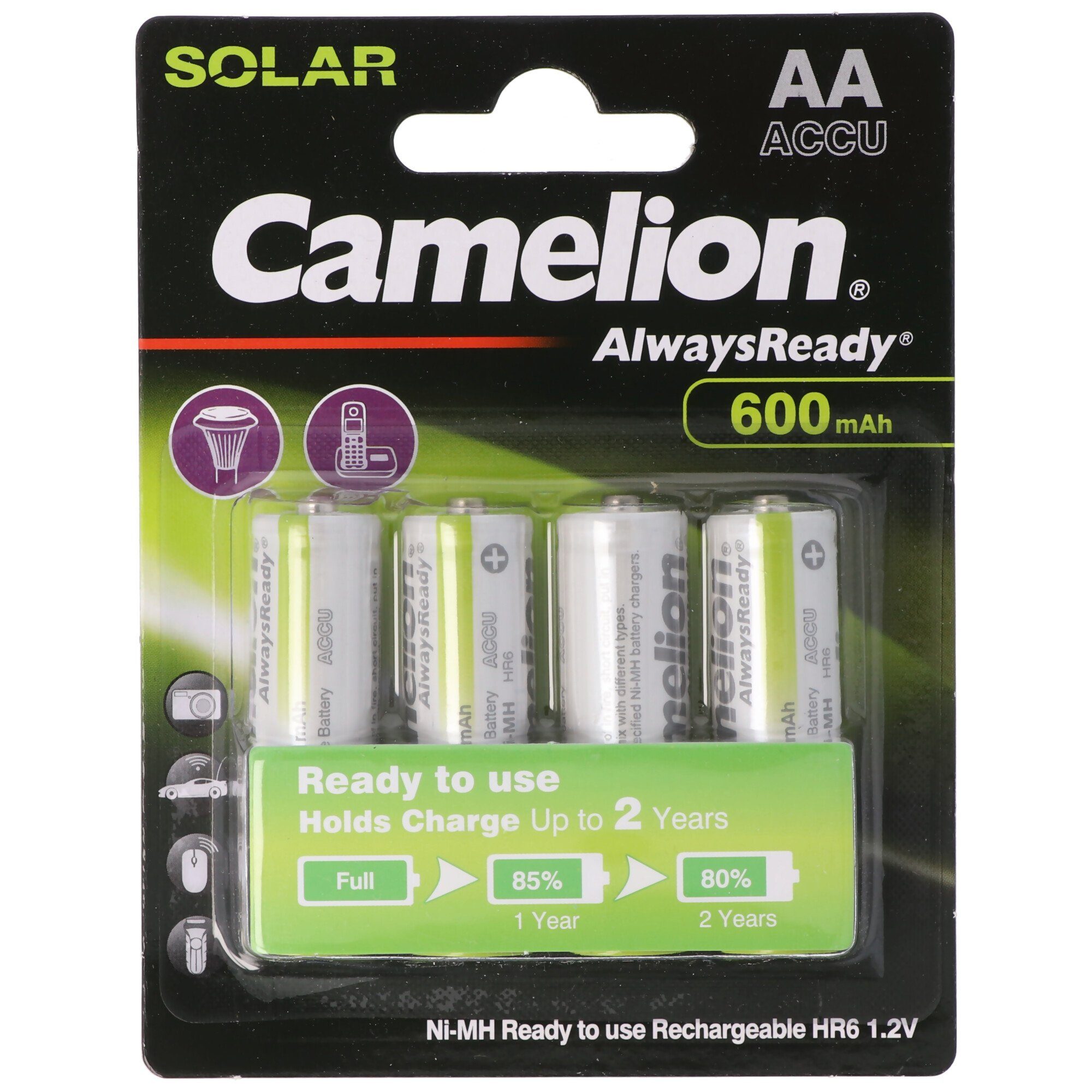 Camelion AA, Mignon LR6, HR6, NiMH Akku mit 1,2V 600mAh in 4er Blisterverpacku Akku 600 mAh (1,2 V)