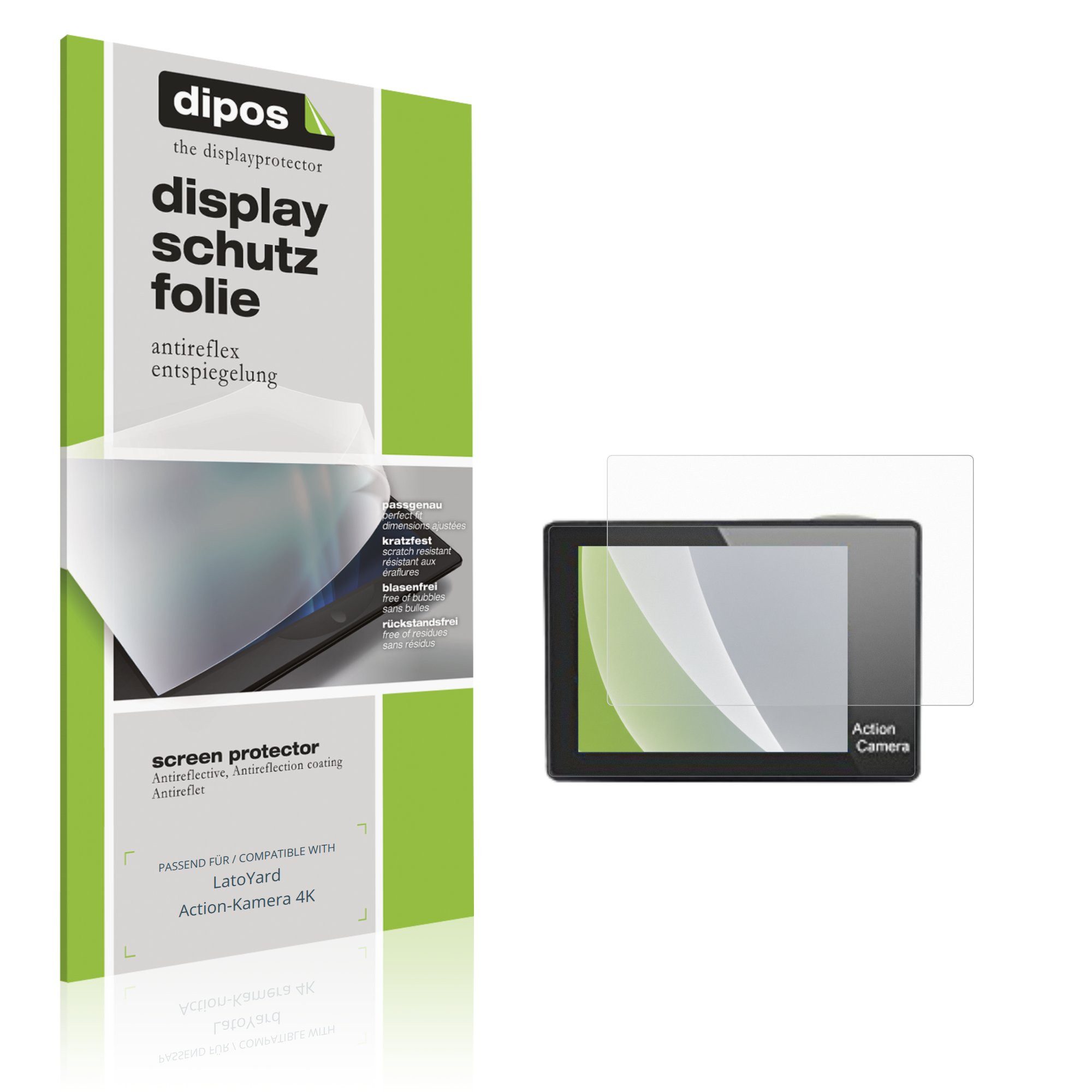 dipos Displayschutzfolie Schutzfolie für LatoYard Action-Kamera 4K, 4 Stück, Displayschutz Schutz Folie Made in Germany