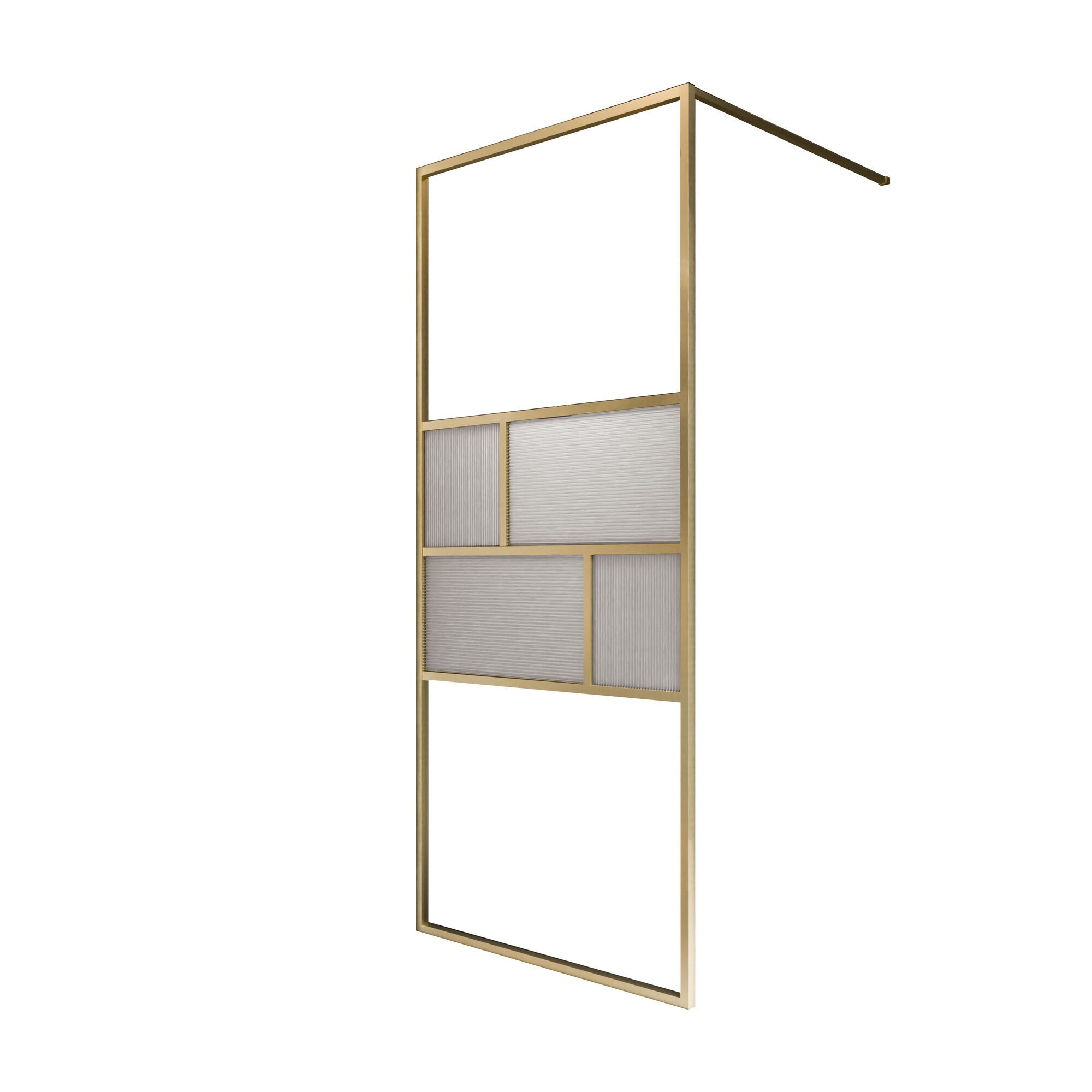 Schulte Duschwand Alexa Style Walk In 90-140x200 cm, Sicherheitsglas, (1 tlg), mit Riffelstruktur vollgerahmt Goldoptik