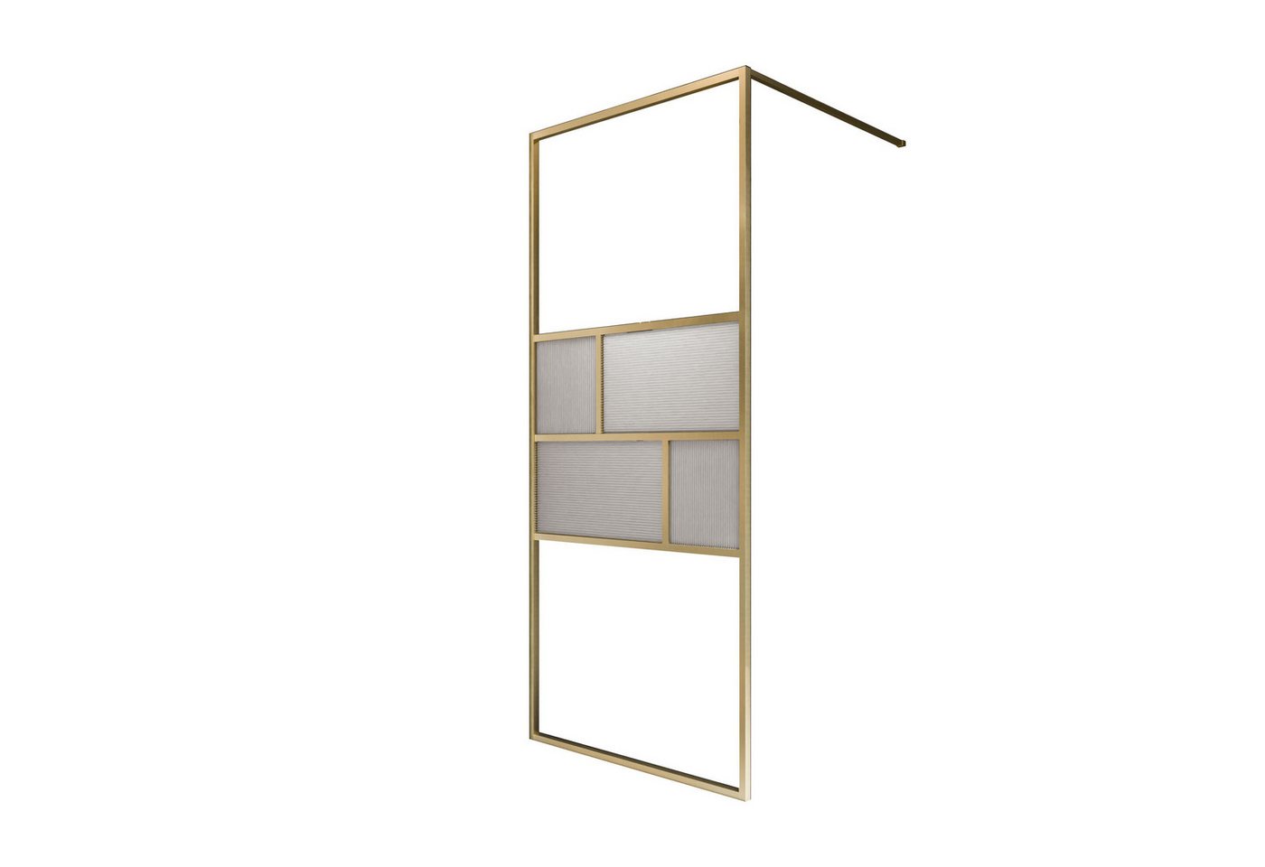 Schulte Duschwand Alexa Style Walk In 90-140x200 cm, Sicherheitsglas, (1 tlg), mit Riffelstruktur vollgerahmt Goldoptik
