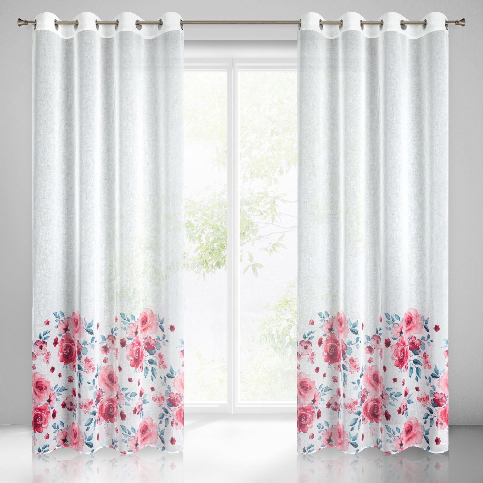 Eurofirany Gardine Landhaus Gardinen mit Blumenmuster günstig online kaufen