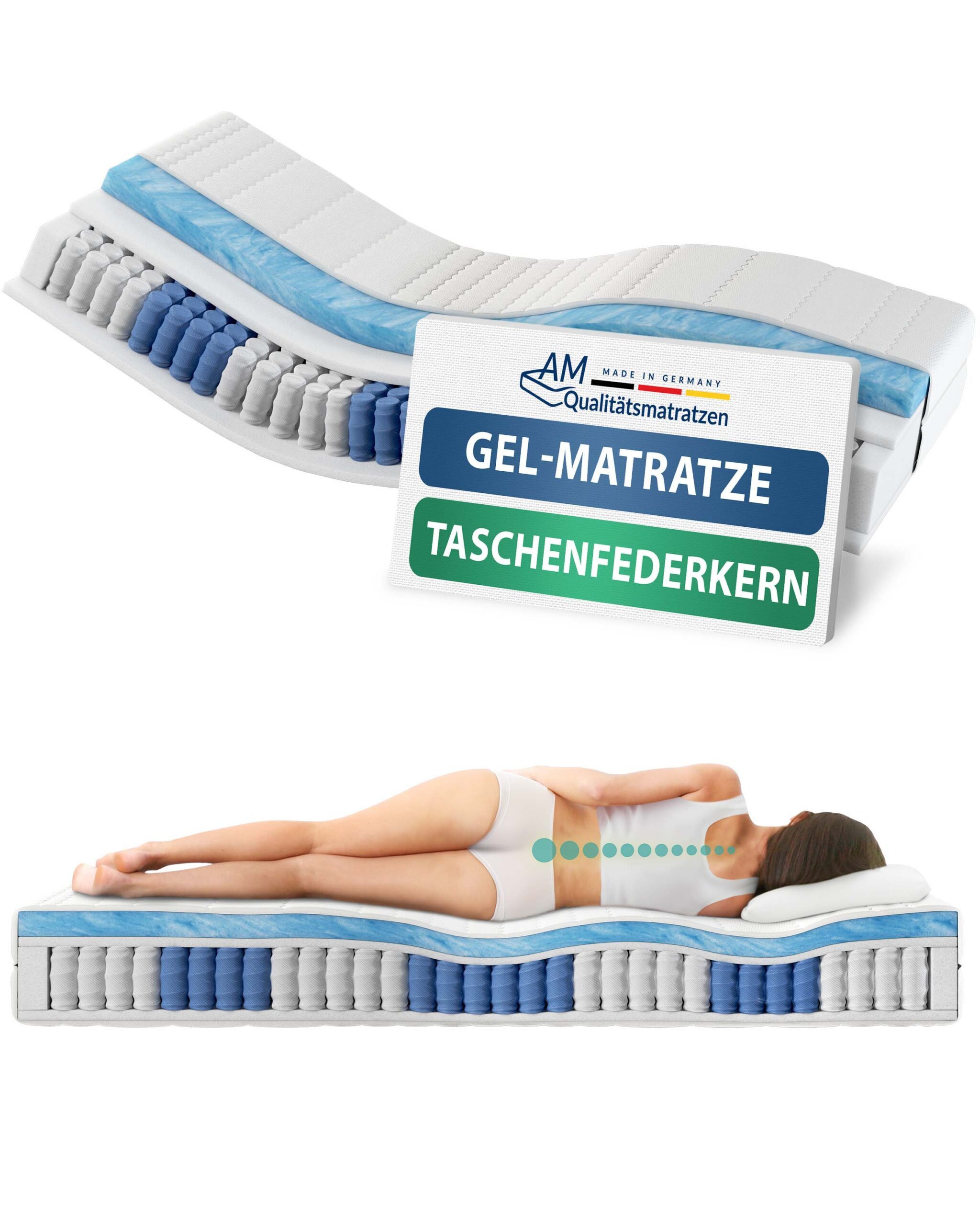 Taschenfederkernmatratze 7-Zonen Federkernmatratze mit Gelschaum, Gelschaum günstig online kaufen