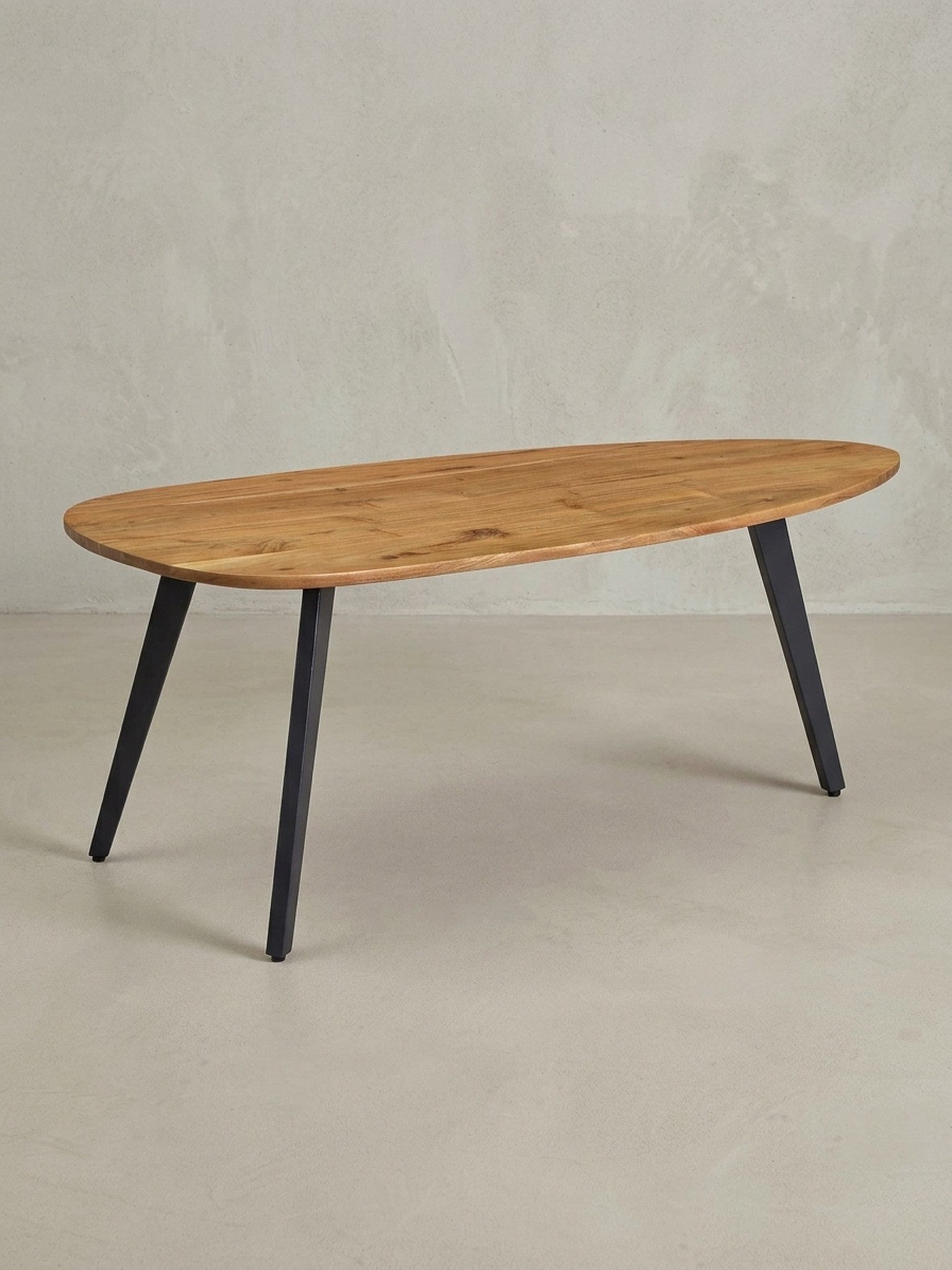 KADIMA DESIGN Couchtisch Couchtisch Akazie Massivholz 110 x 45 x 60 cm Wohnzimmertisch, Nierenform, Sofatisch Modern Holztisch, Tisch Wohnzimmer Holz/Metall
