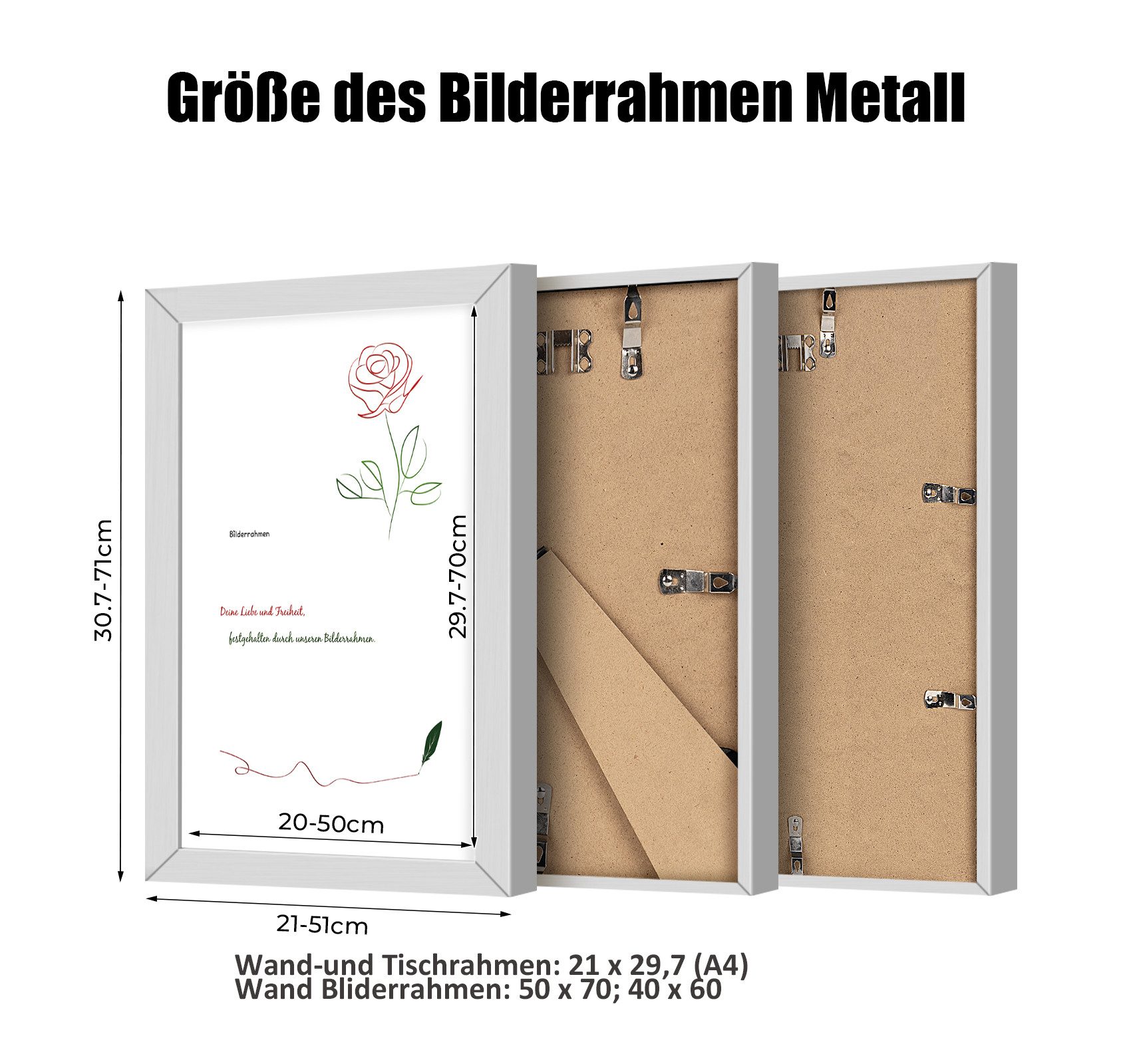 Homewit Bilderrahmen Aluminiumlegierung Fotorahmen, MDF Rückwand, günstig online kaufen