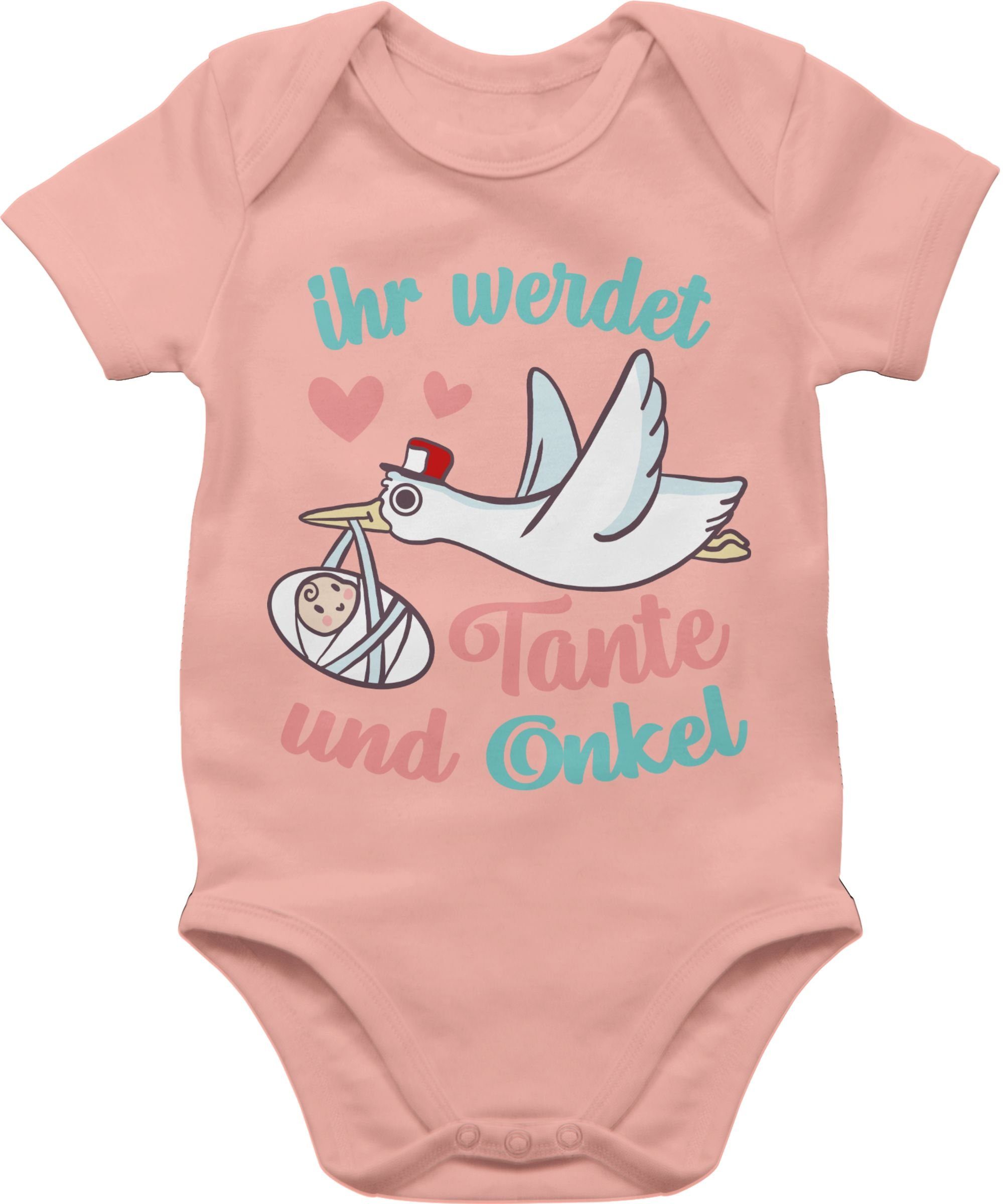 Shirtracer Shirtbody Ihr werdet Tante und Onkel - Uncle Aunt Baby Announcement Zur Geburt 3 Babyrosa