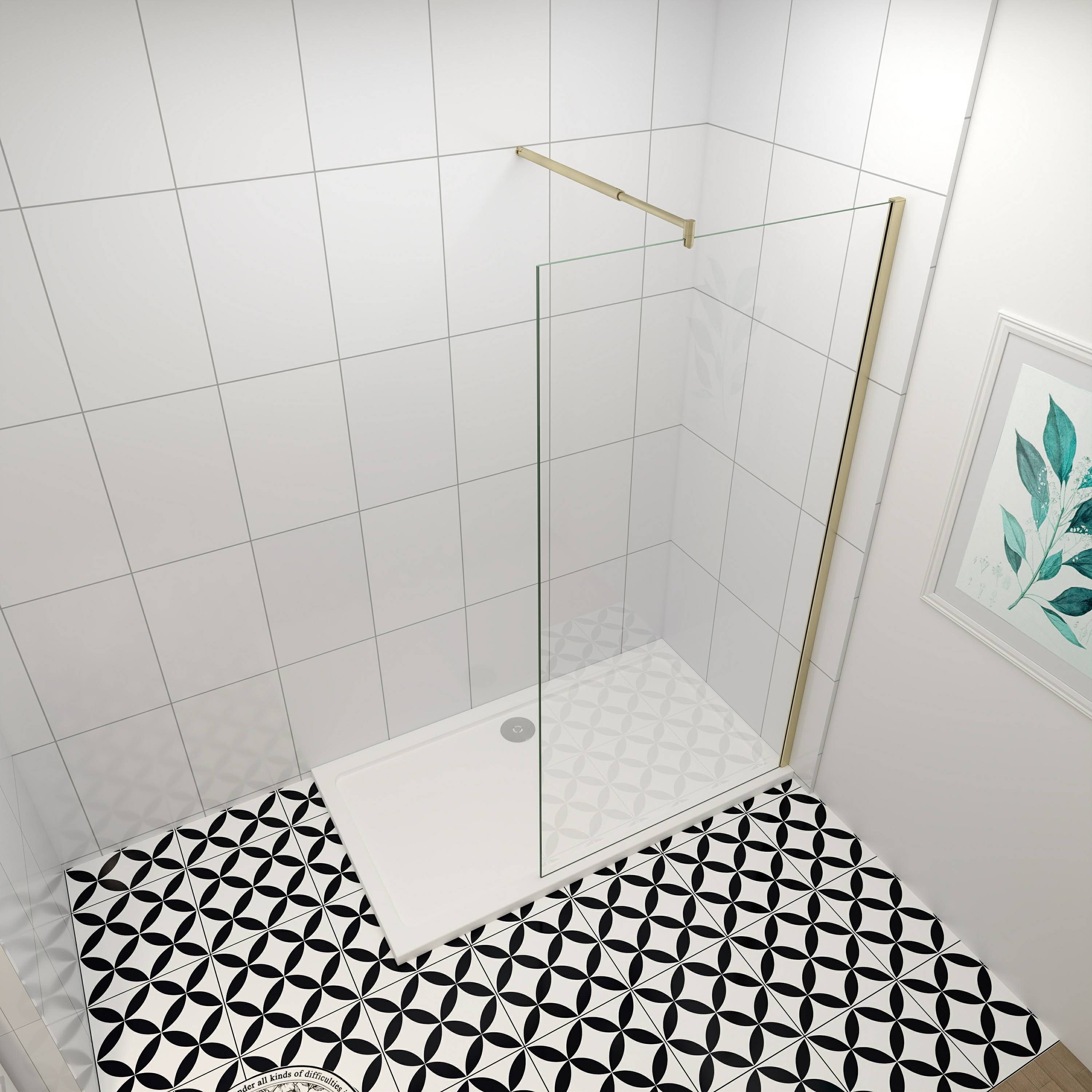 duschspa Duschwand 10cm Walk-inDuschabtrennung Duschwand H:200cm mit Stabilisatorstange, 8mm EasyClean ESG Sicherheitsglas,H:200cm, (Set), mit Nano Beschichtung,8mm ESG Sicherheitsglas