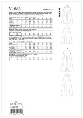 H-Erzmade Kreativset Vogue® Patterns Papierschnittmuster Damen Hose V16