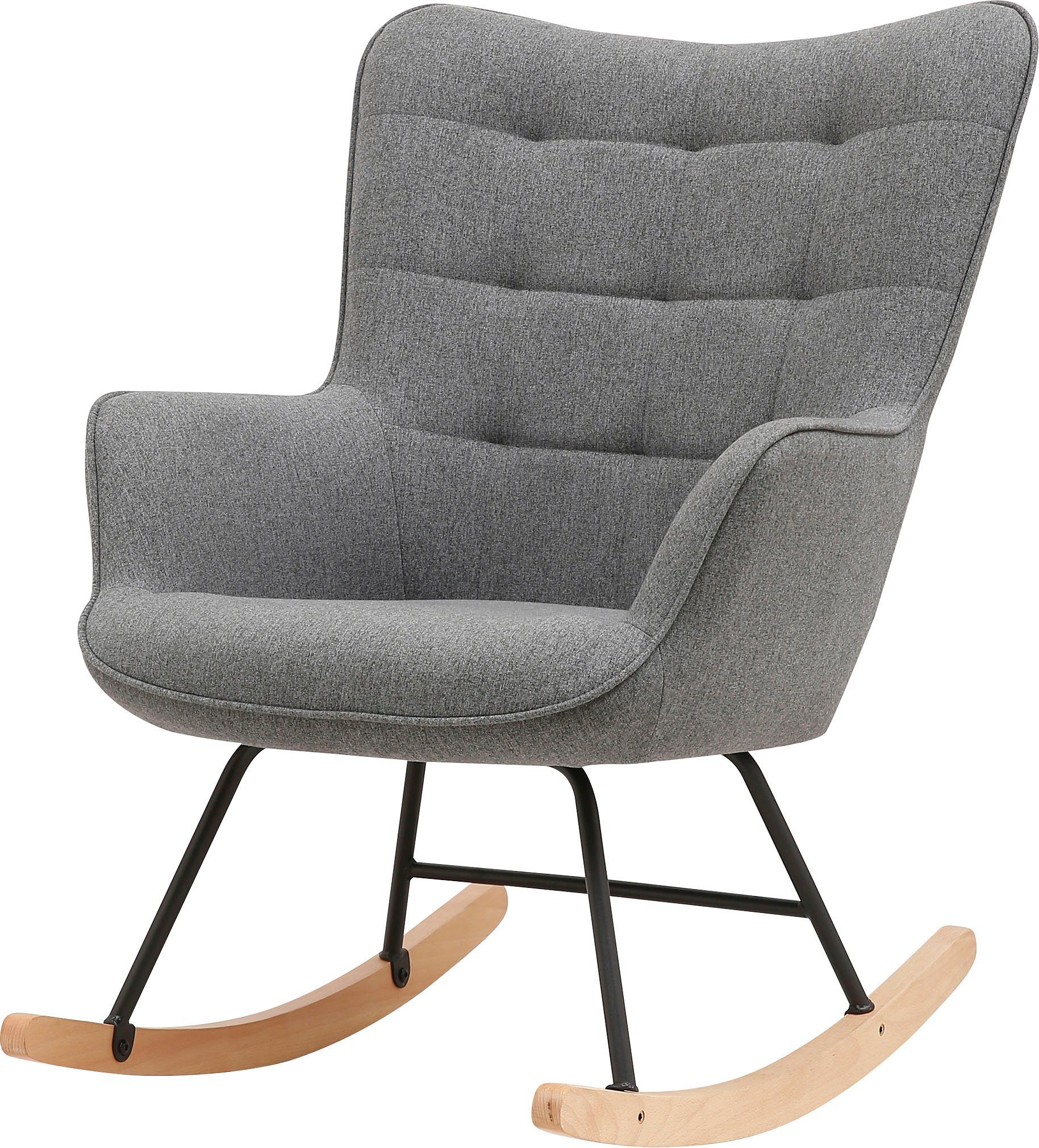 byLIVING Schaukelstuhl Richie (1 St), moderne Metallbeine mit Holzkufe, in Webstoff oder Cord erhältlich – Bild 4 von 5