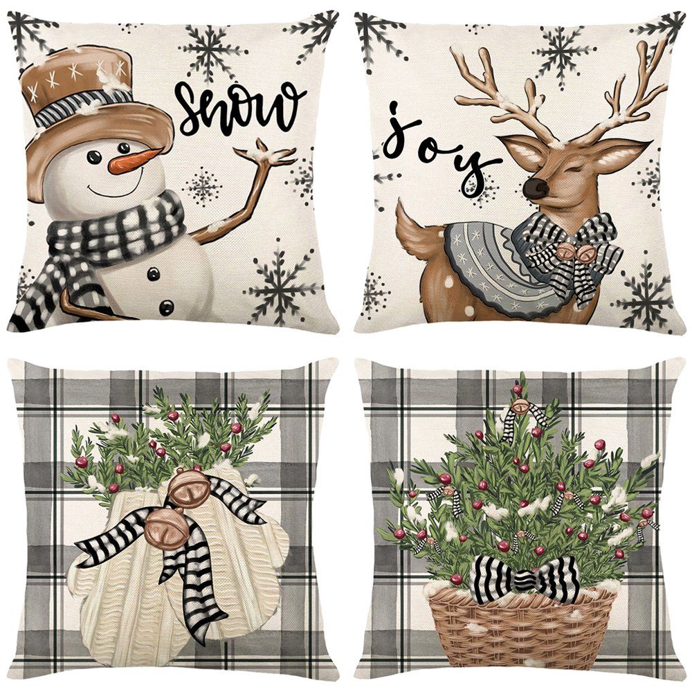 Qelus Kissenbezüge Kissenbezüge Weihnachten Kissenbezug 45 x 45 cm (4 Stück günstig online kaufen