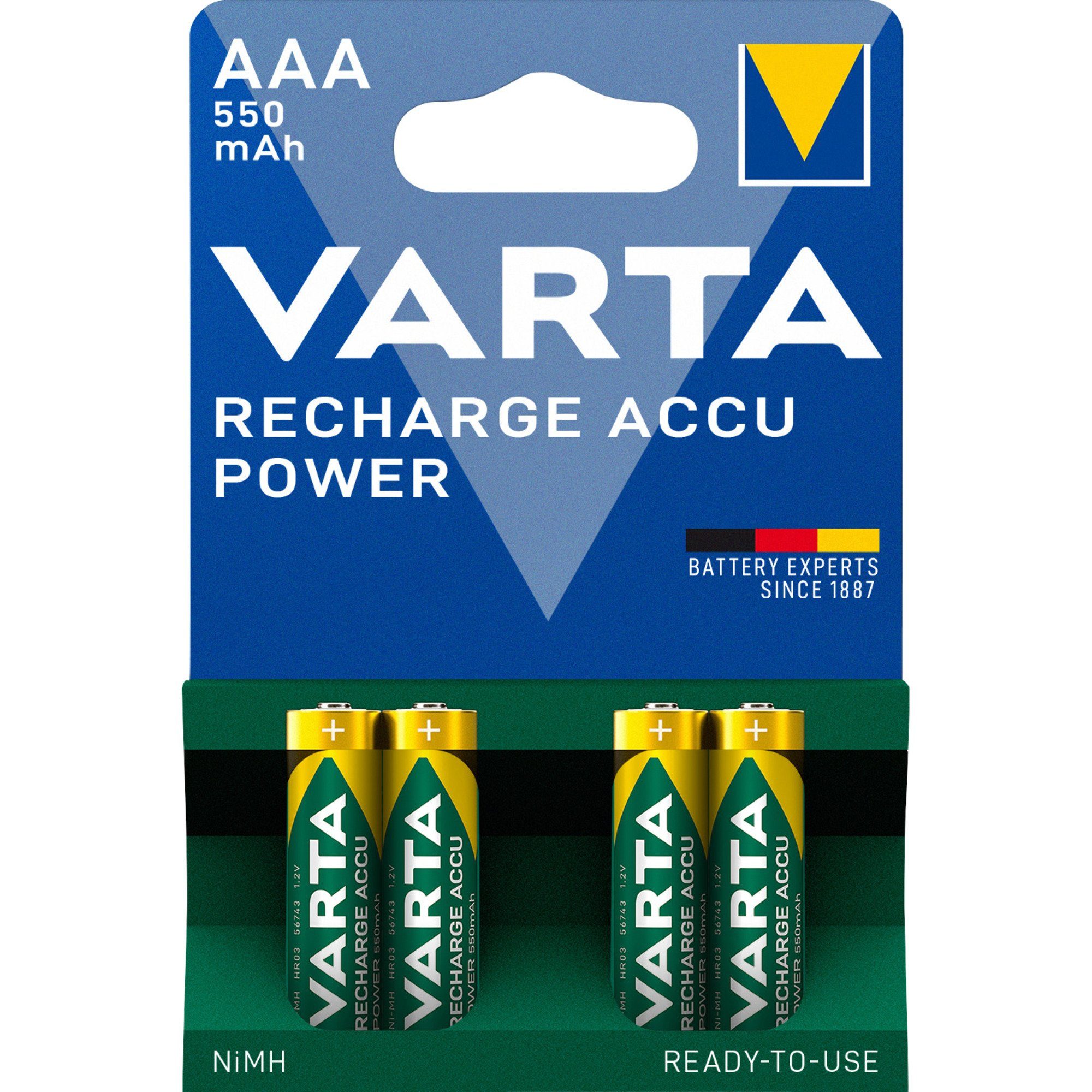 VARTA VARTA Recharge Accu Power AAA 550 mAh, Akku, (4 Akku (1,2 V V)