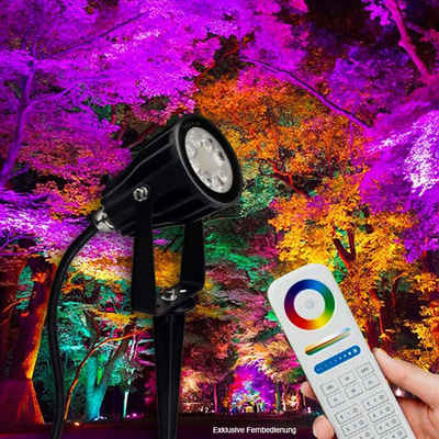 iLight Gartenstrahler »iLight LED Spießstrahler 6W RGB + CCT Farbig & Weiß Schwarz«, Warmweiß - Kaltweiß