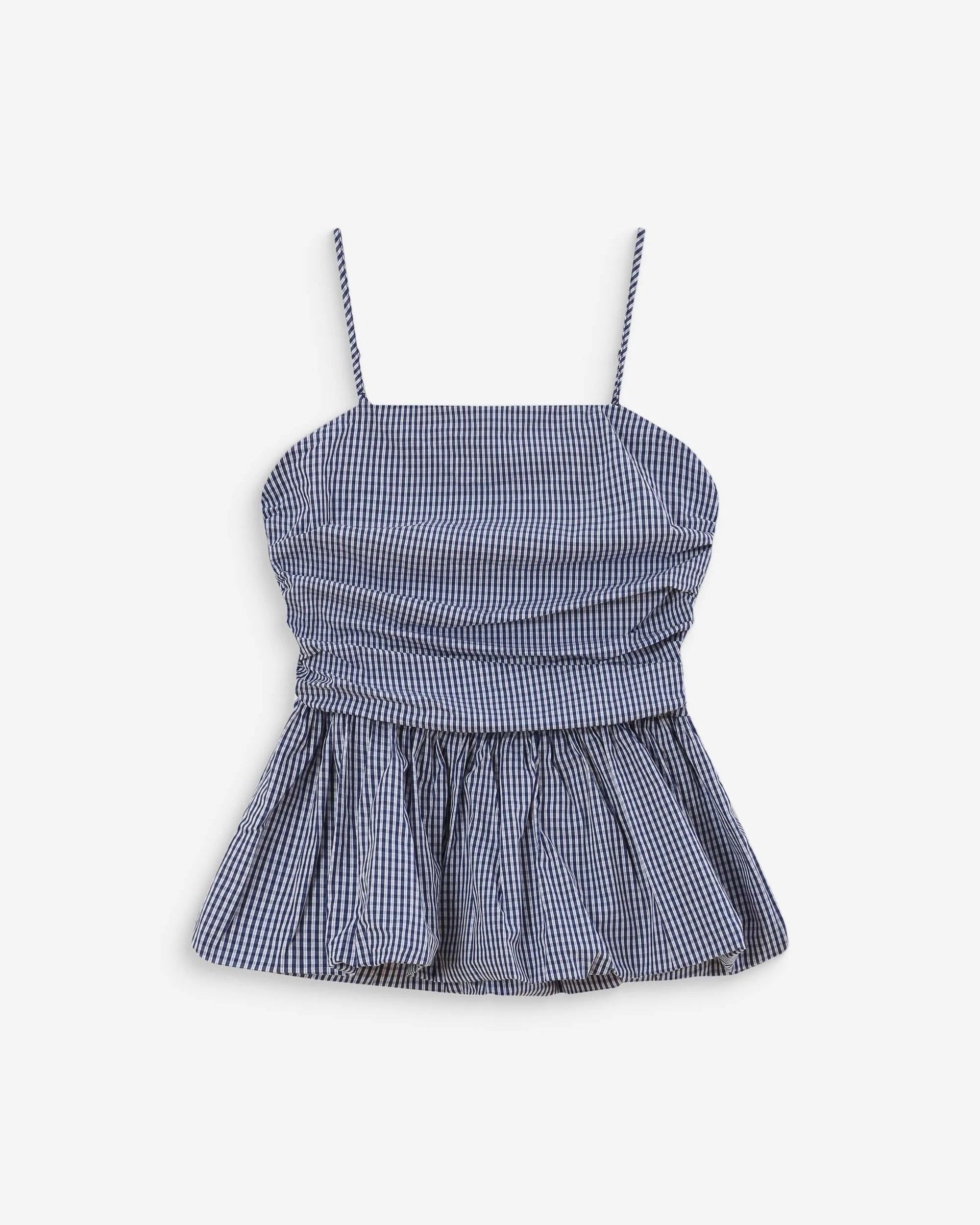 Grace & Mila Shirttop VALO - Peplum Top aus Baumwolle mit Ballon-Saum - kariertes Top