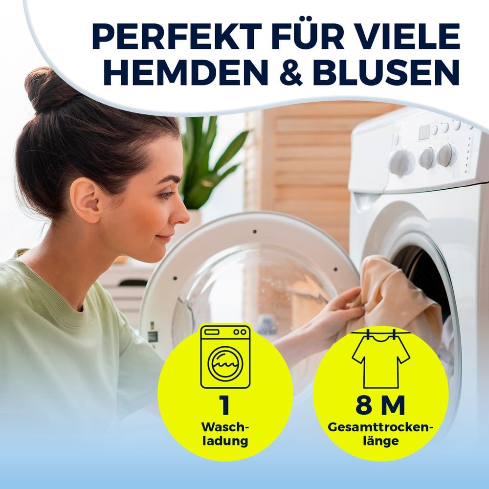 EASYmaxx Wäscheständer Vario für Hemden, Zusammenklappbare Wäschespinne für Bügel, Höhenverstellbar, Kleiderständer mit Kleiderhaken für Bügelwäsche