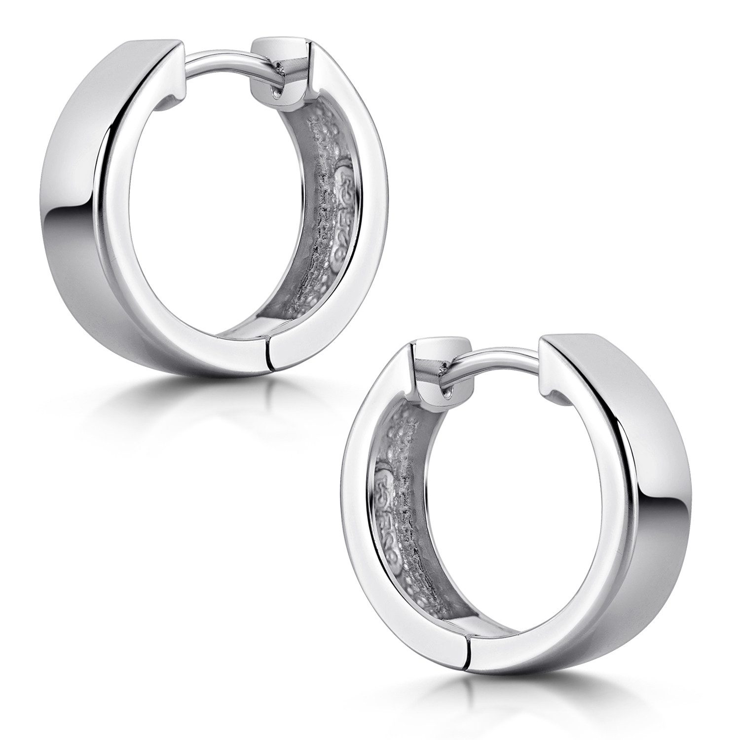 Materia Klappcreolen Damen Silber breit Ø15mm SO-441, aus 925 Sterling Silber, rhodiniert
