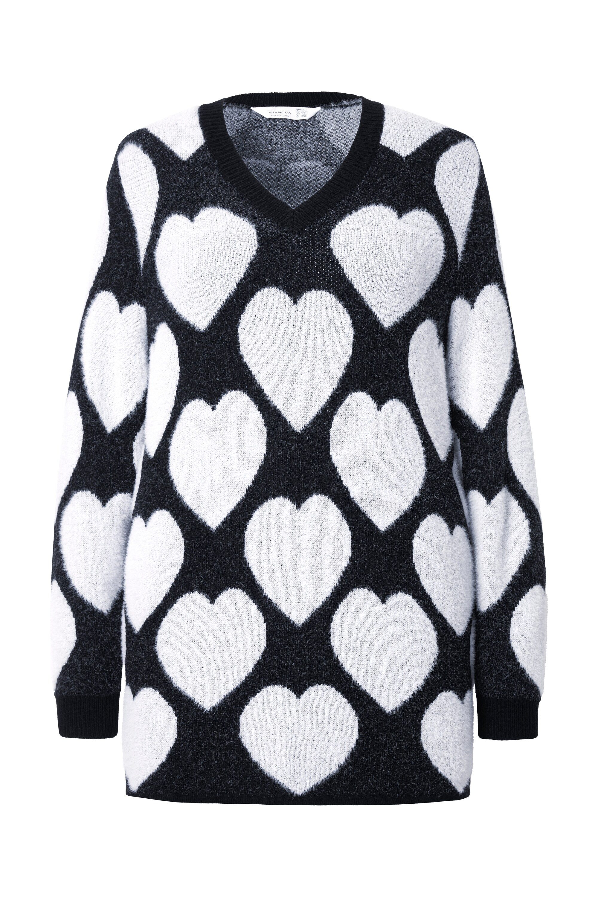 MIAMODA Strickpullover Pullover weicher Feinstrick Herzmuster günstig online kaufen