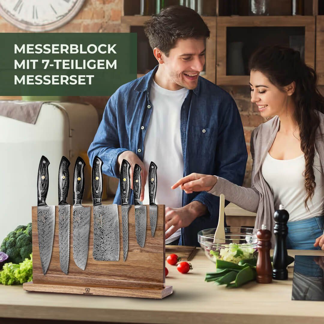 Küchenkompane Messer-Set Messerset mit magnetischem Messerblock - 8-teiliges Küchenmesser Set (2-tlg)