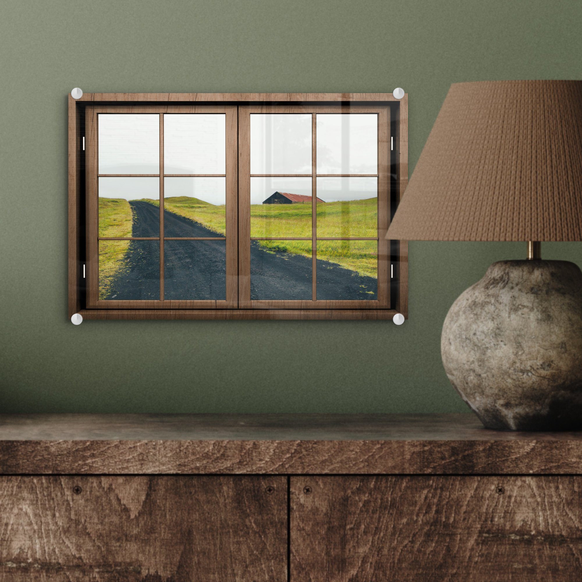Glas MuchoWow Wandbild Glasbilder - Bilder Haus, - Acrylglasbild Natur - (1 Foto Glas auf auf - Aussicht - St), Wanddekoration