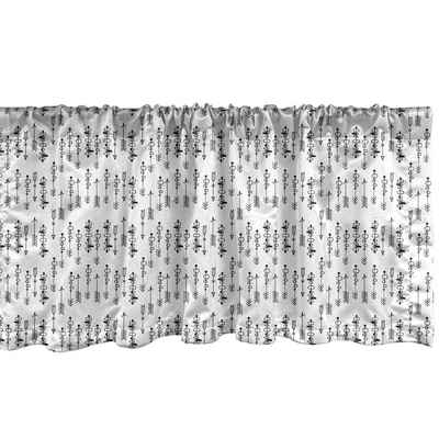 Scheibengardine Vorhang Volant für Küche Schlafzimmer Dekor mit Stangentasche, Abakuhaus, Microfaser, Schwarz-Weiss Sketch-Form