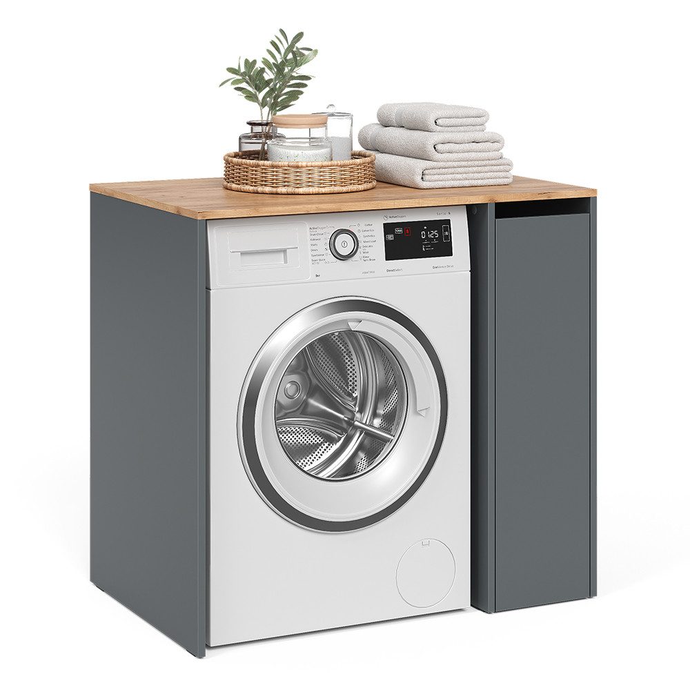 Vicco Waschmaschinenumbauschrank Viktor, Anthrazit/Goldkraft Eiche, 93.6 x 88.2 cm mit Rollcontainer (1-St) – Bild 5 von 5