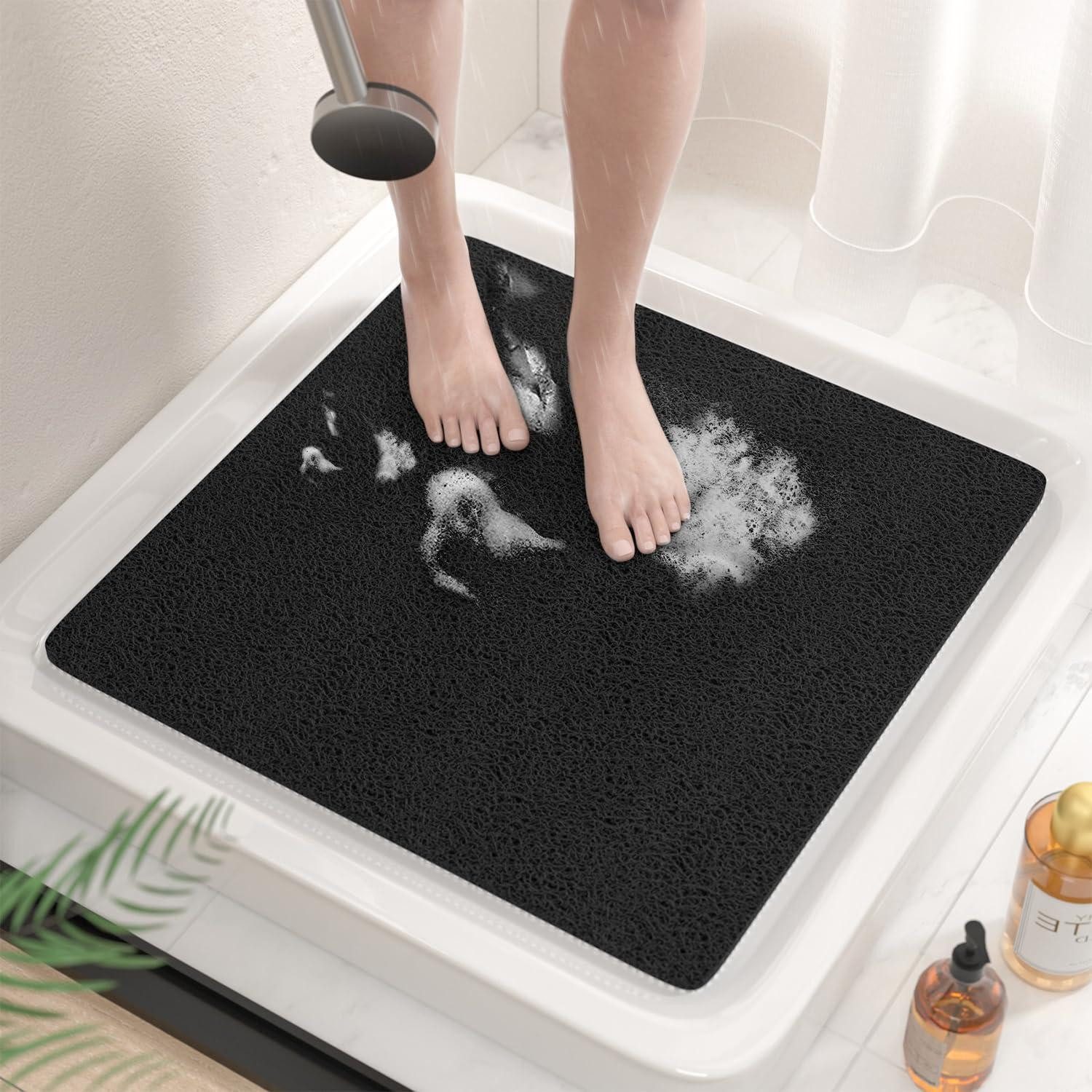 LuxusKollektion Duschmatte Duschmatte Antirutsch PVC Luffa Schwarz 53 x 53 cm (Quadratisch)