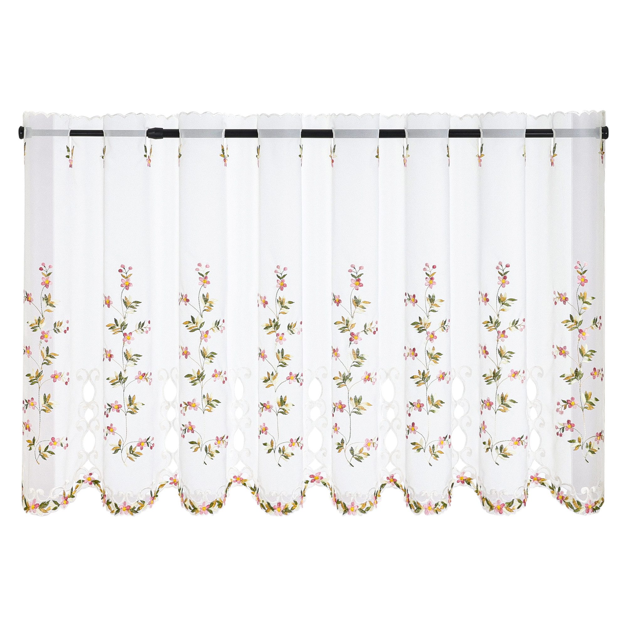 Joyswahl Scheibengardine, Stangendurchzug, halbtransparent, Besticke Bunt B günstig online kaufen