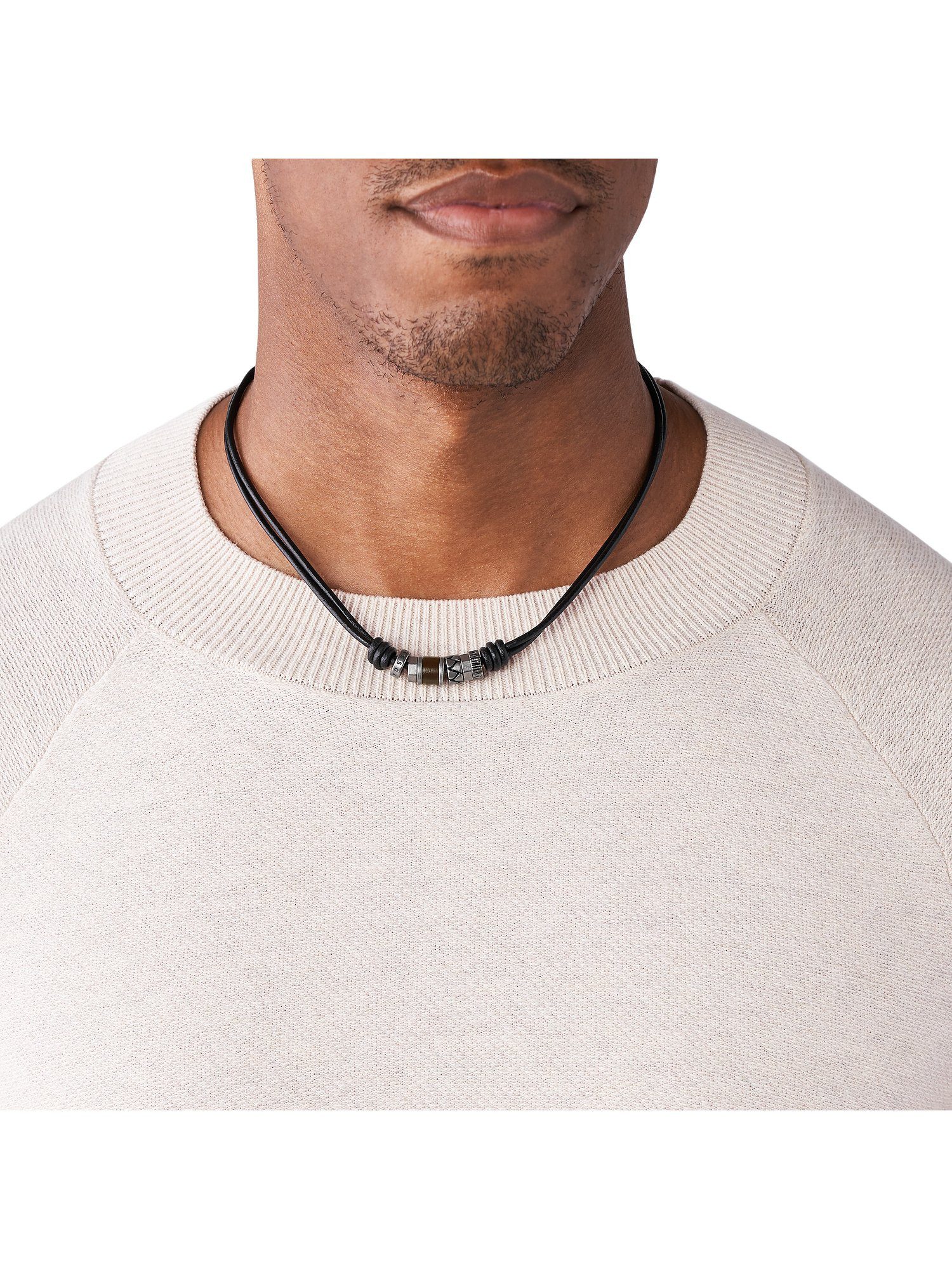 Fossil Collier Fossil Herren-Kette Edelstahl, Leder – Bild 3 von 4