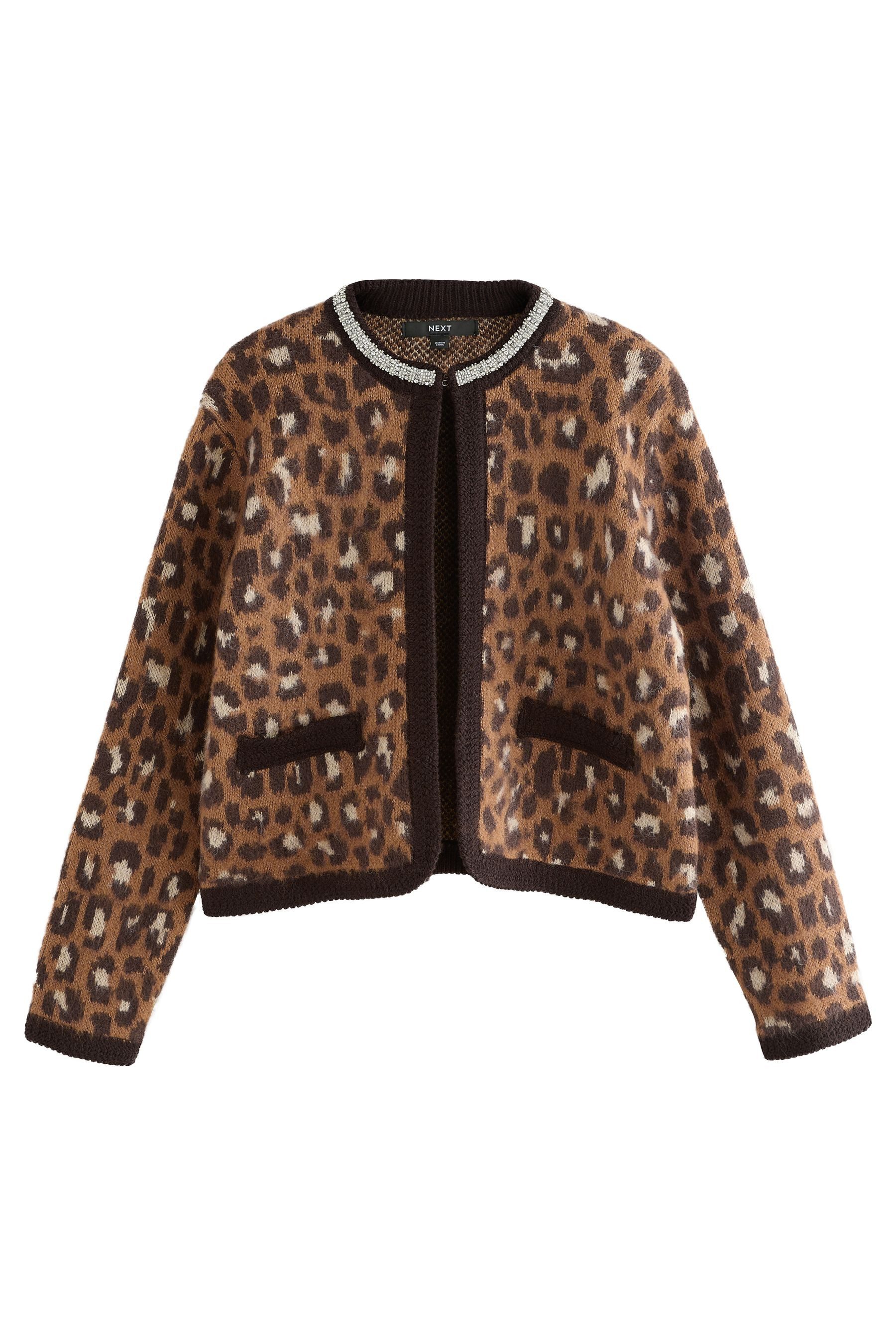 Next Strickjacke Angeraute Strickjacke mit verziertem Kragen (1-tlg) günstig online kaufen