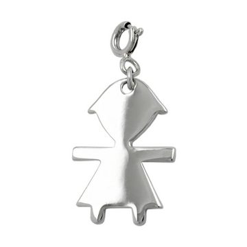 unbespielt Kettenanhänger Charm Anhänger Mädchen glänzend rhodiniert 925 Silber 20 x 14 mm inkl. Schmuckbox, Silberschmuck für Damen und Herren