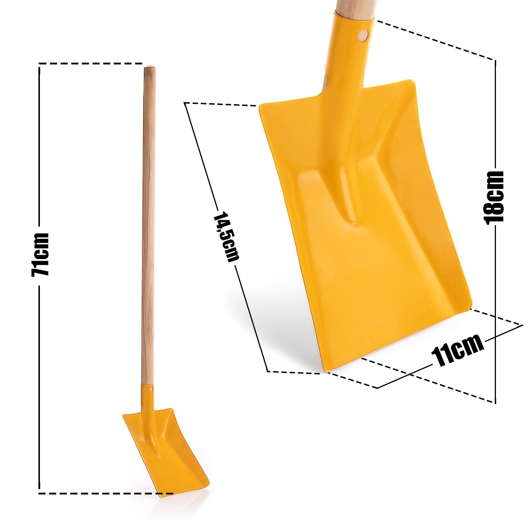 BigDean Kinder-Werkzeug-Set Kinder Schaufel Gartenschaufel kindgerechte Gartengeräte, (Packung, 1-tlg., Kinderschaufel), Holz, Metall, Kindgerechte Größe, Robust, Bunt