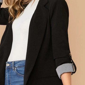 AFAZ New Trading UG Anzugsakko Damen Anzugjacke Schmaler Cardigan mit Patchwork Revers Slim-Fit Sakko
