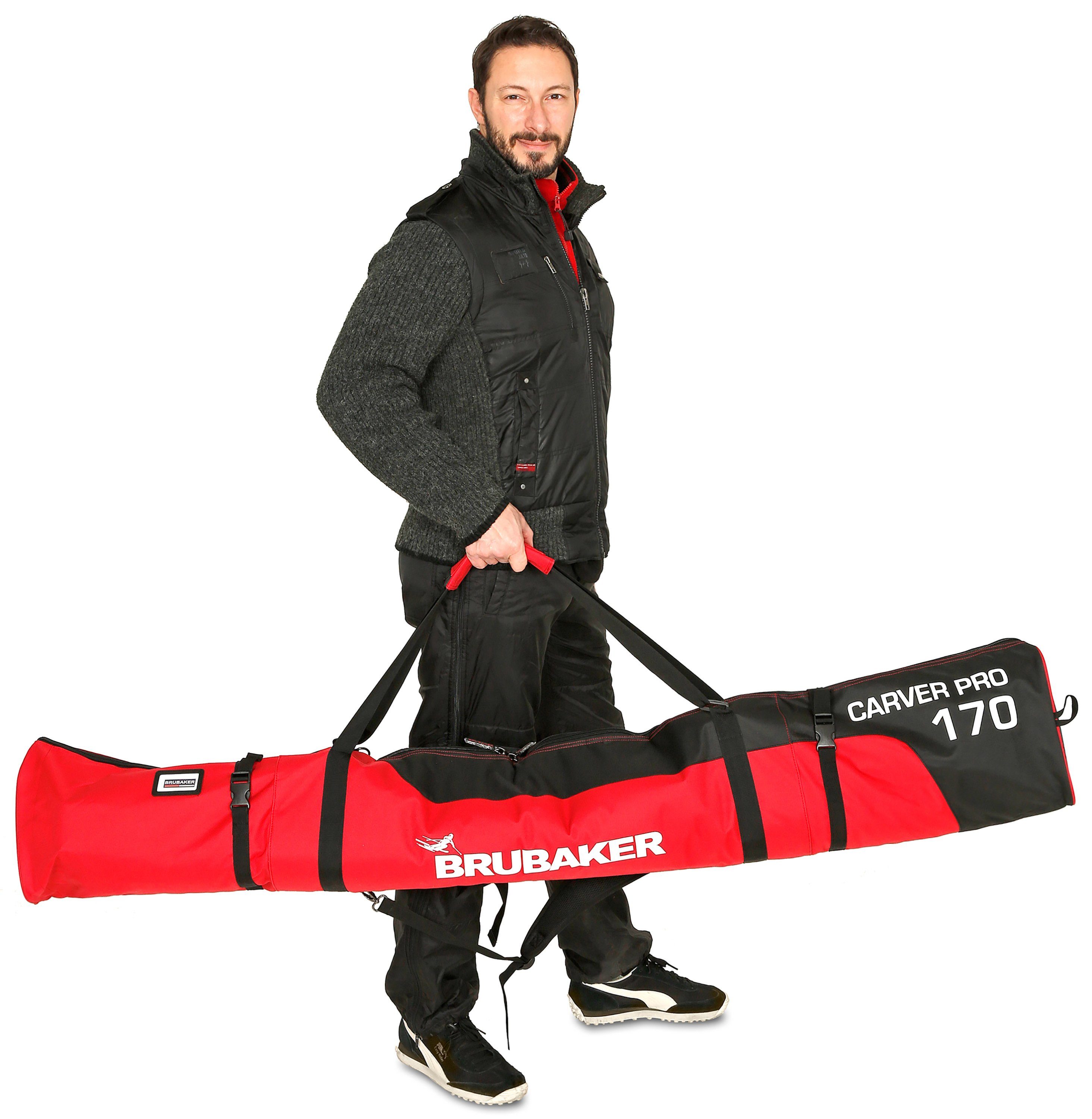 BRUBAKER Skitasche Carver Pro Ski Tasche - Schwarz Rot (Skibag für Skier un günstig online kaufen