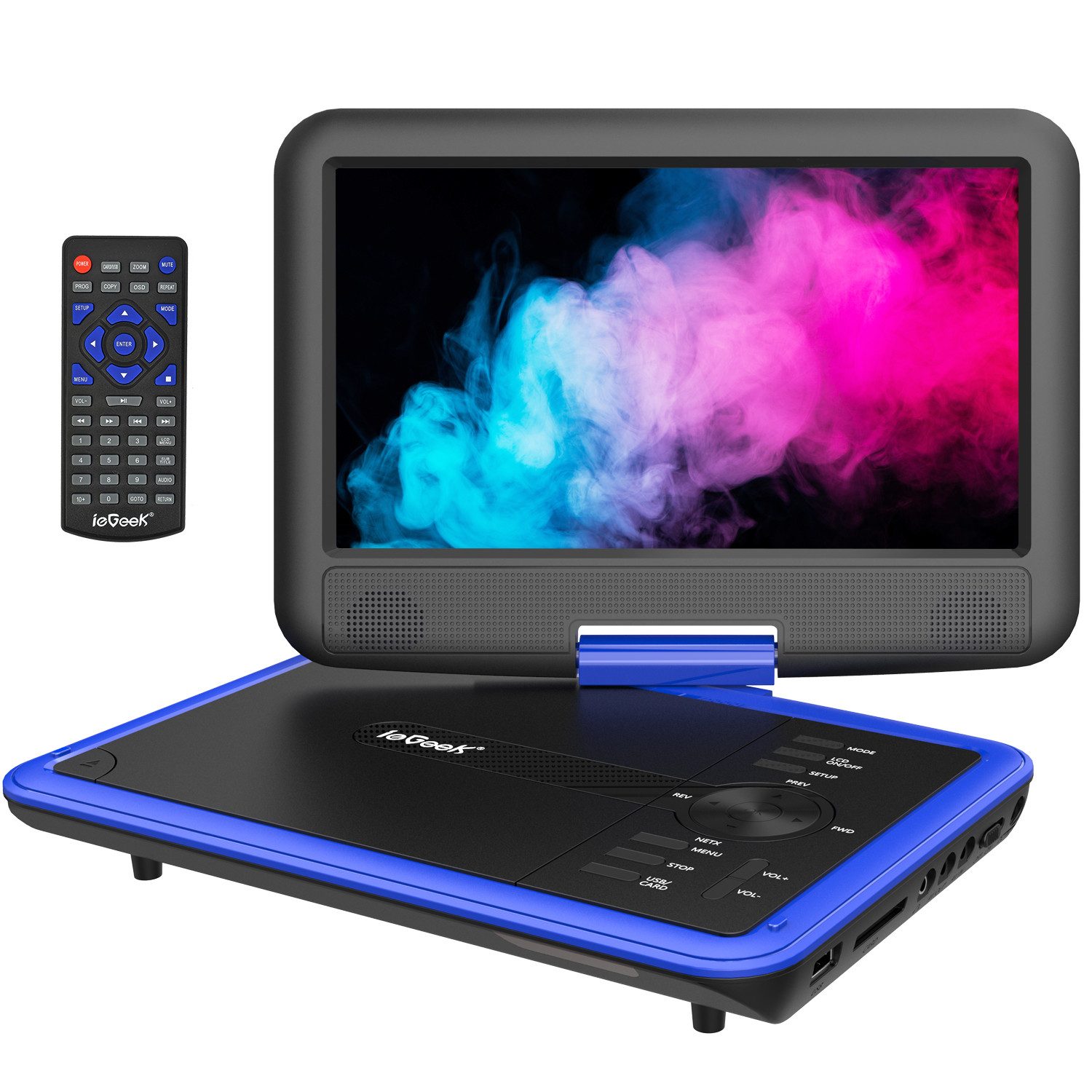 TWUFY 11,5" Tragbarer DVD-Player mit 9,5" HD-Schwenkbildschirm Portabler DVD-Player (6 Stunden Akkulaufzeit, Sync-TV/USB/TF-Karte-Unterstützung)