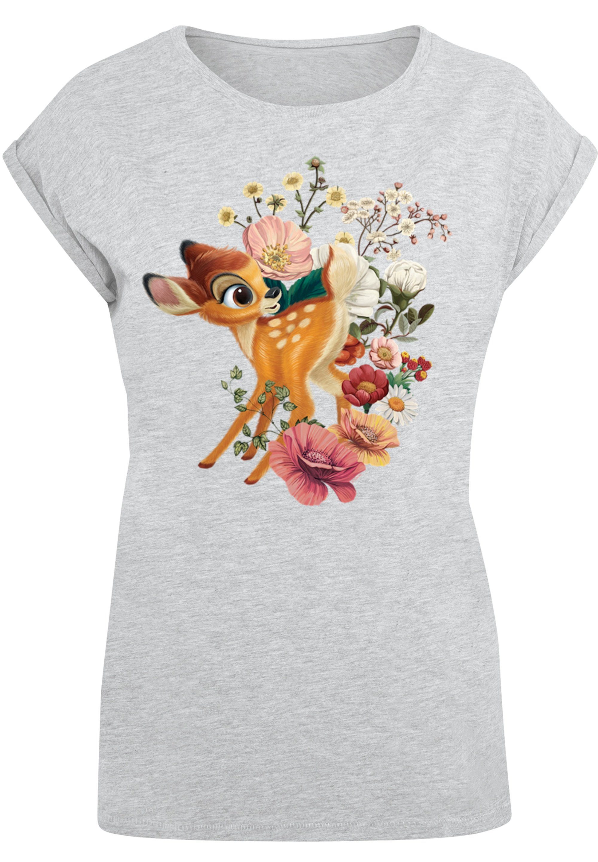 F4NT4STIC T-Shirt PLUS SIZE Bambi Meadow Print heather grey