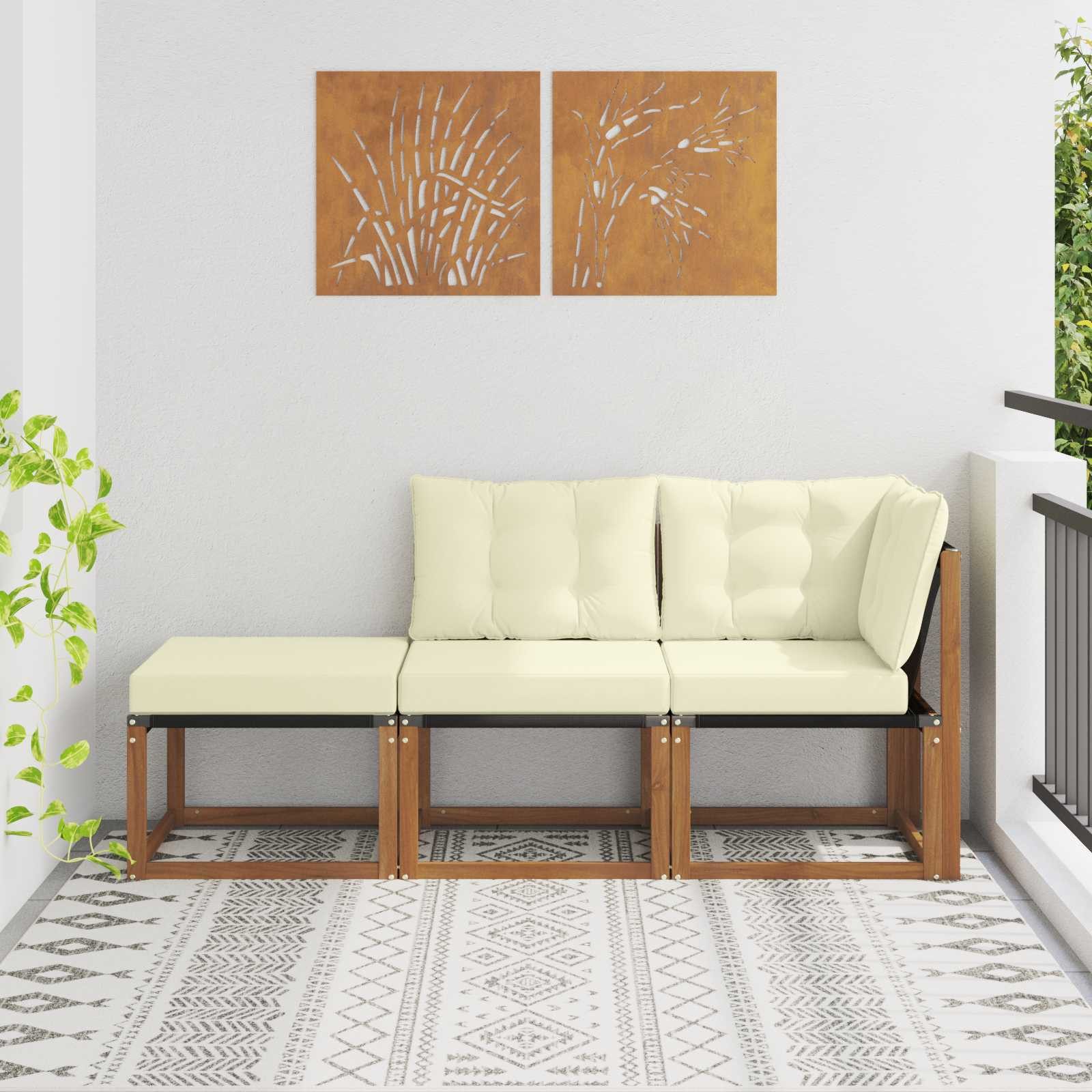vidaXL Sofaelement 3 stk. Ecksofa-Einheiten für draußen Natur und Creme (3 St)