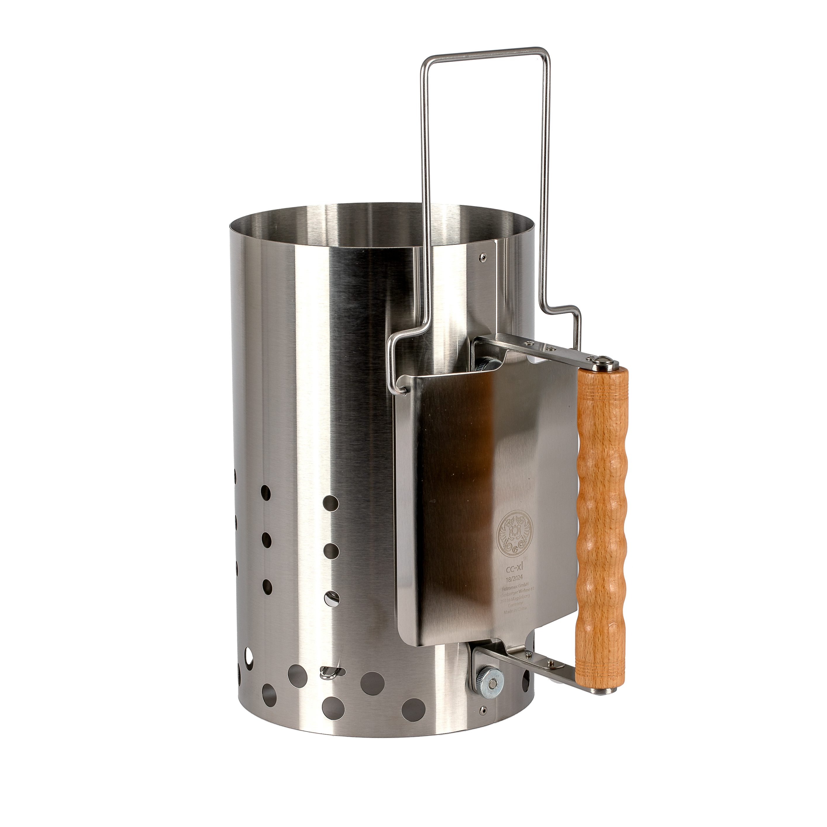 Petromax Anzündkamin XL Edelstahl Fassungsvermögen 6,5L + 4 x 50g Brennpaste (Spar-Set, 5-tlg), Anzündkamin aus Edelstahl