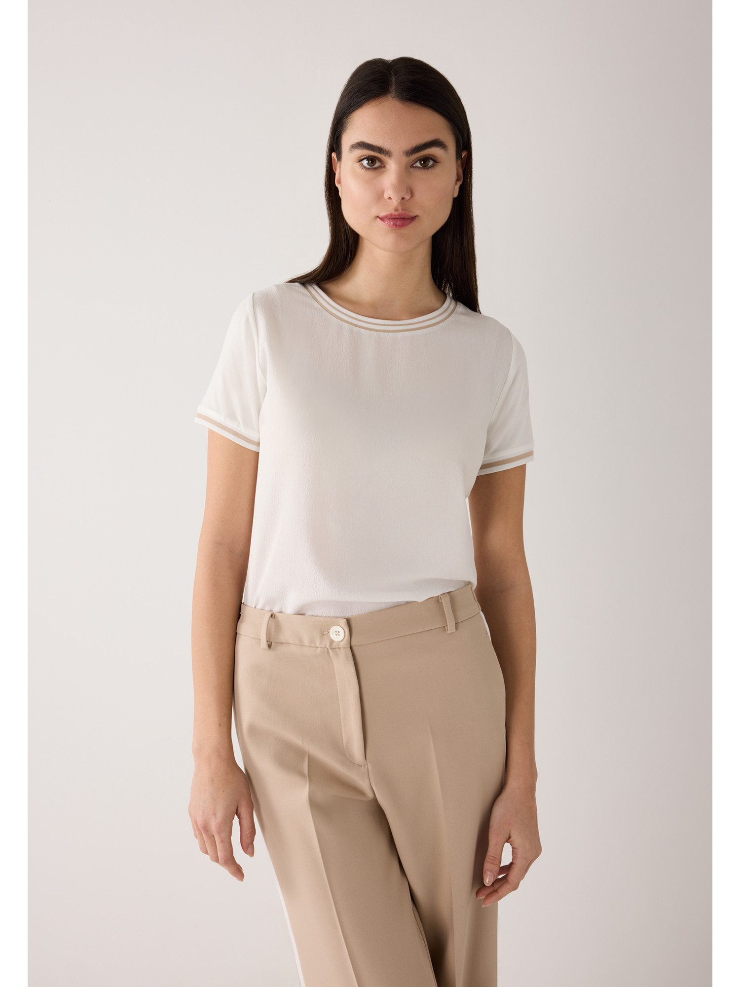 MORE&MORE T-Shirt Blusenshirt mit Kontrastabschlüssen