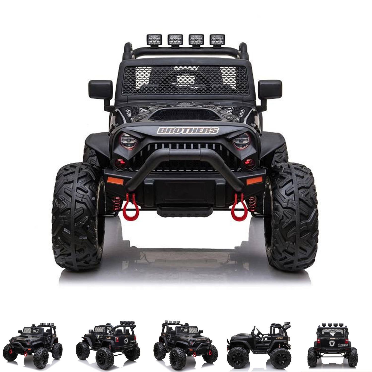 ES-Toys Elektro-Kinderauto Elektrofahrzeug Offroad 2x 200, Belastbarkeit 40 kg, Kunstledersitz EVA-Reifen Servo Lenkung MP3