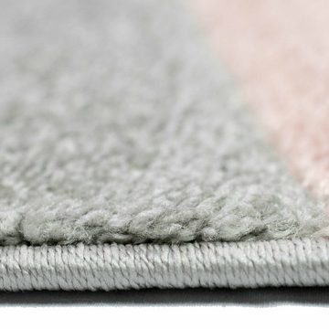 Teppich Moderner rosa weiß& grauer Teppich, Allergiker-freundlich, Carpetia, rechteckig, Fußbodenheizung geeignet, strapazierfähig