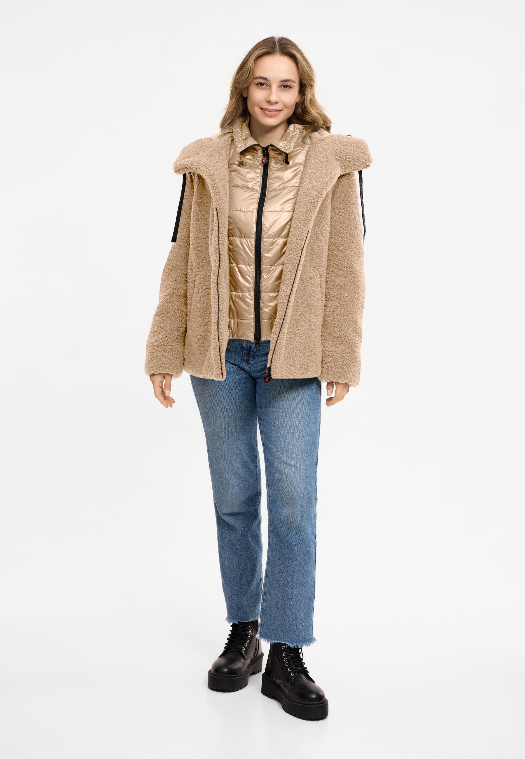 Frieda & Freddies Winterjacke Frieda & Freddies Teddyjacke mit Double-Layer-Look